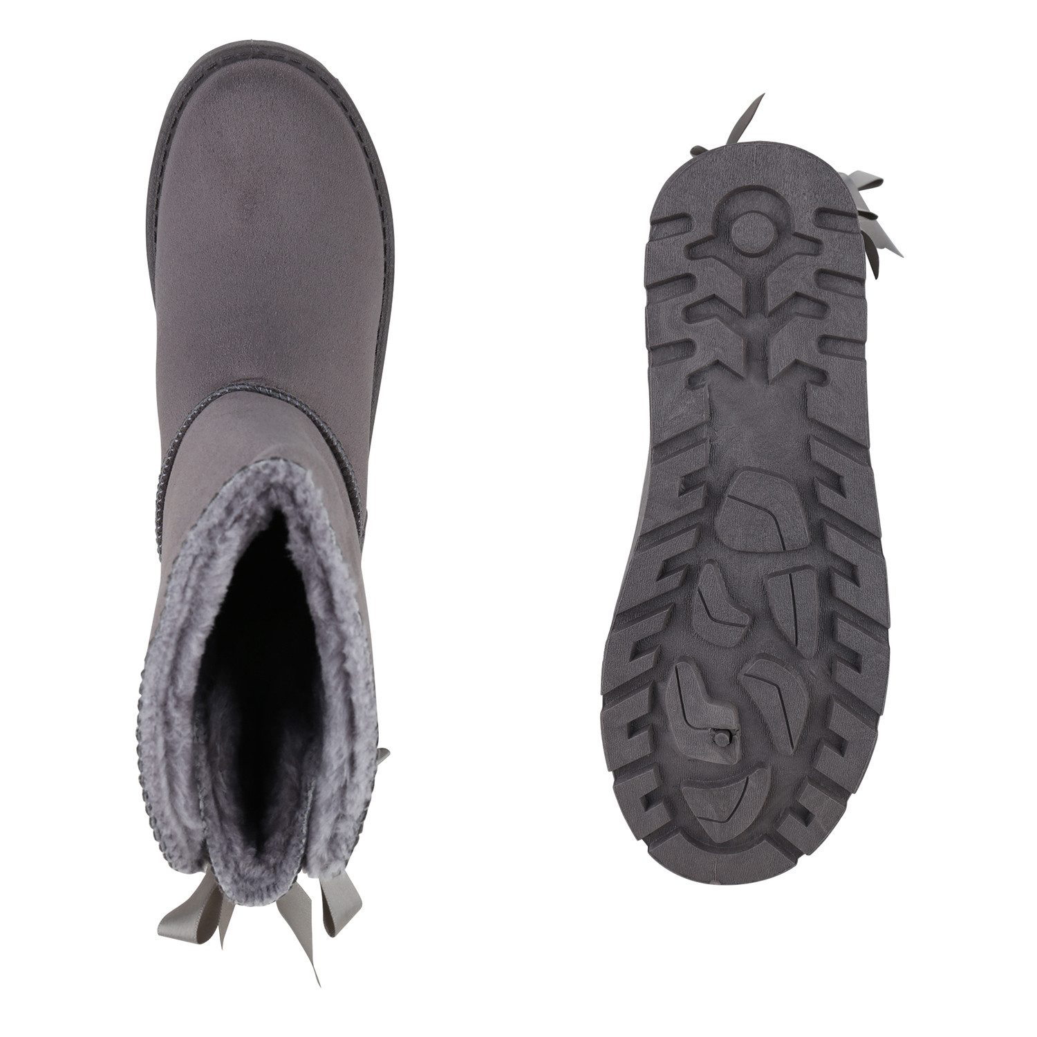 VAN HILL 841501 Winterstiefelette Damen Warm Gefütterte Winter Boots Stiefeletten Schleifen