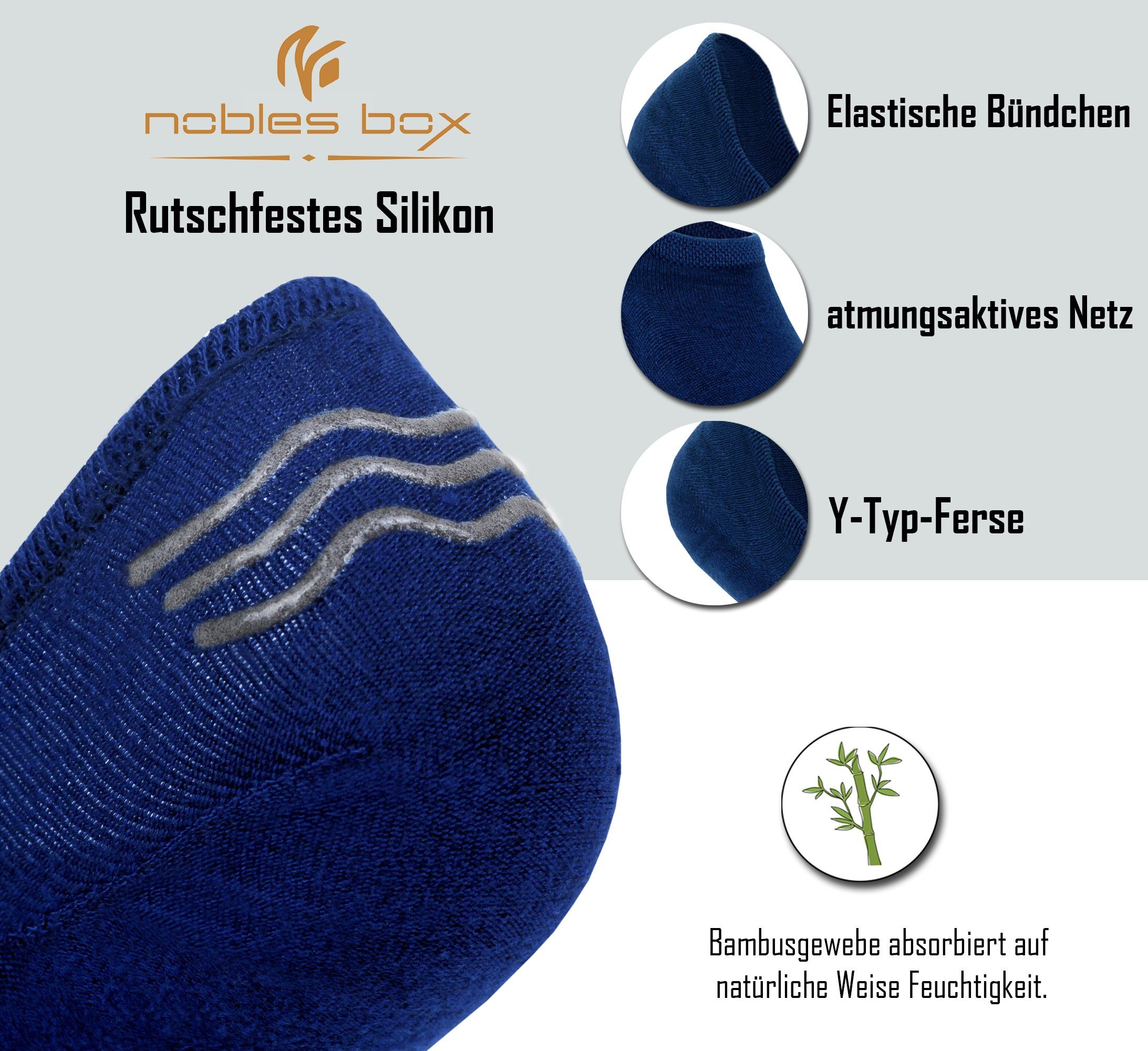 NoblesBox Kurzsocken No-Show Socken Bambussocken 6-Paar) (Box, Blau