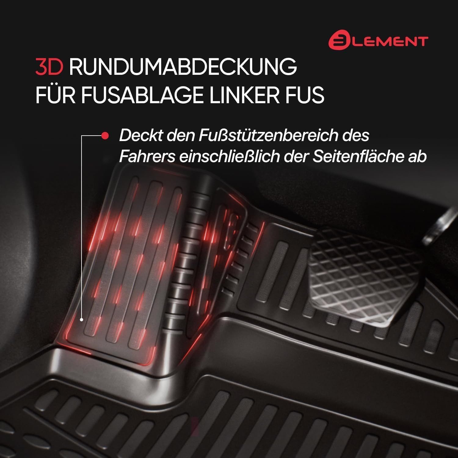 LEMENT Auto-Fußmatten Element 3D Fussmatten Set für FORD Mondeo V Turnier, Ab 2014, für FORD Mondeo, Mondeo V Turnier PkW, 100% passgenaue Auto Fußmatten, Gummimatten Auto