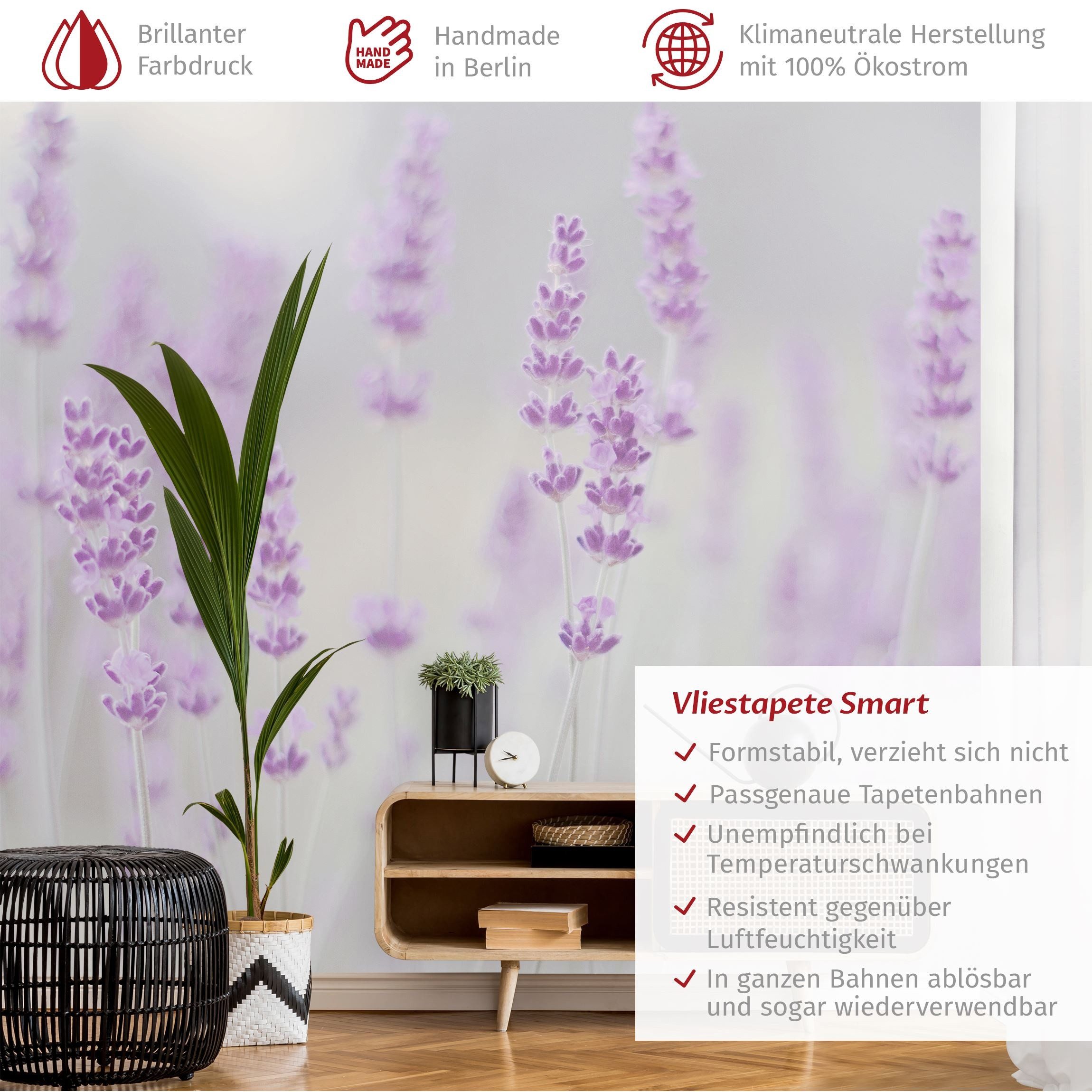 Bilderdepot24 Fototapete Blumen Sommer Lavendelfeld Blumentapete günstig online kaufen