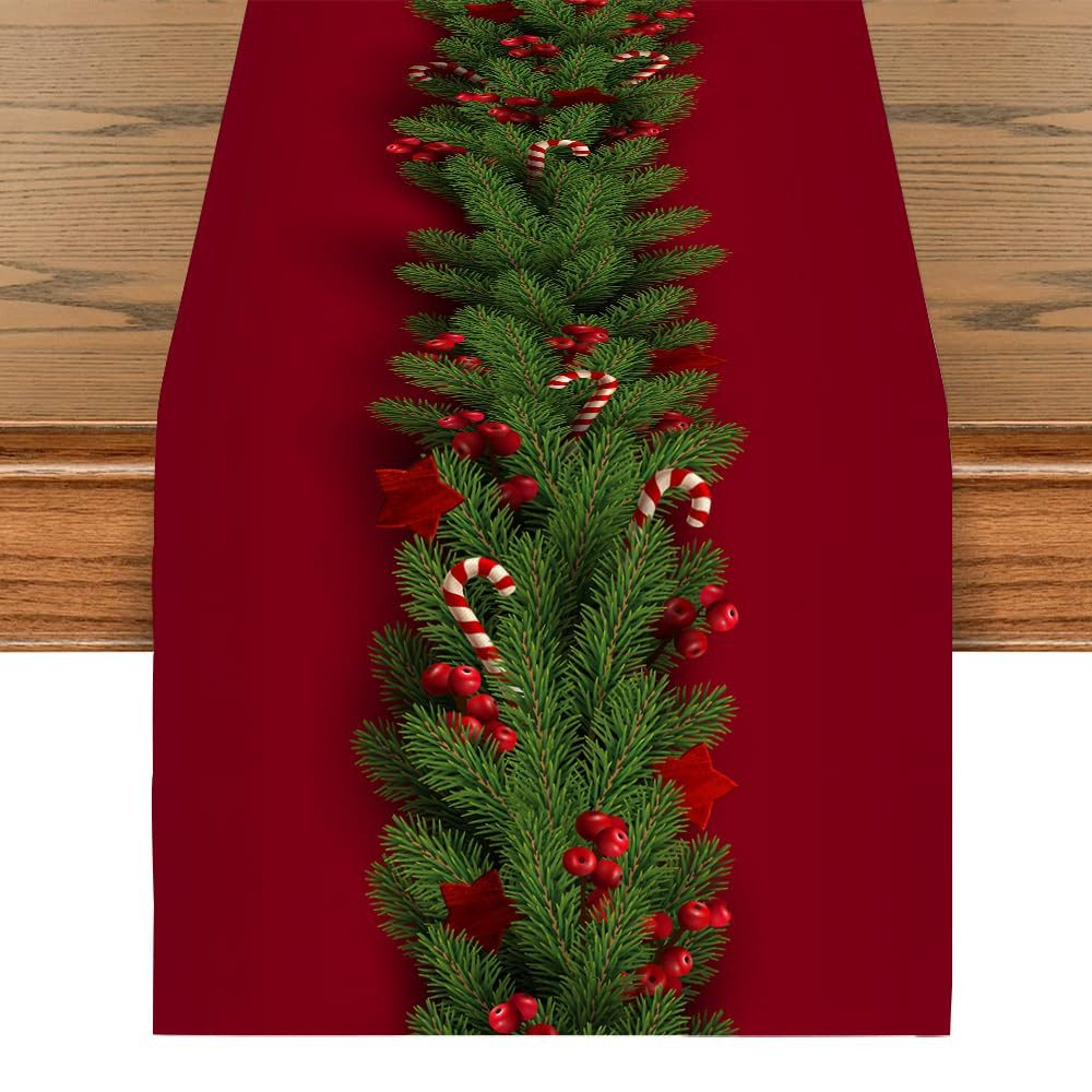 CLTYQ Tischläufer Tischläufer Weihnachtlicher Leinen Tischläufer,Roter Tisc günstig online kaufen