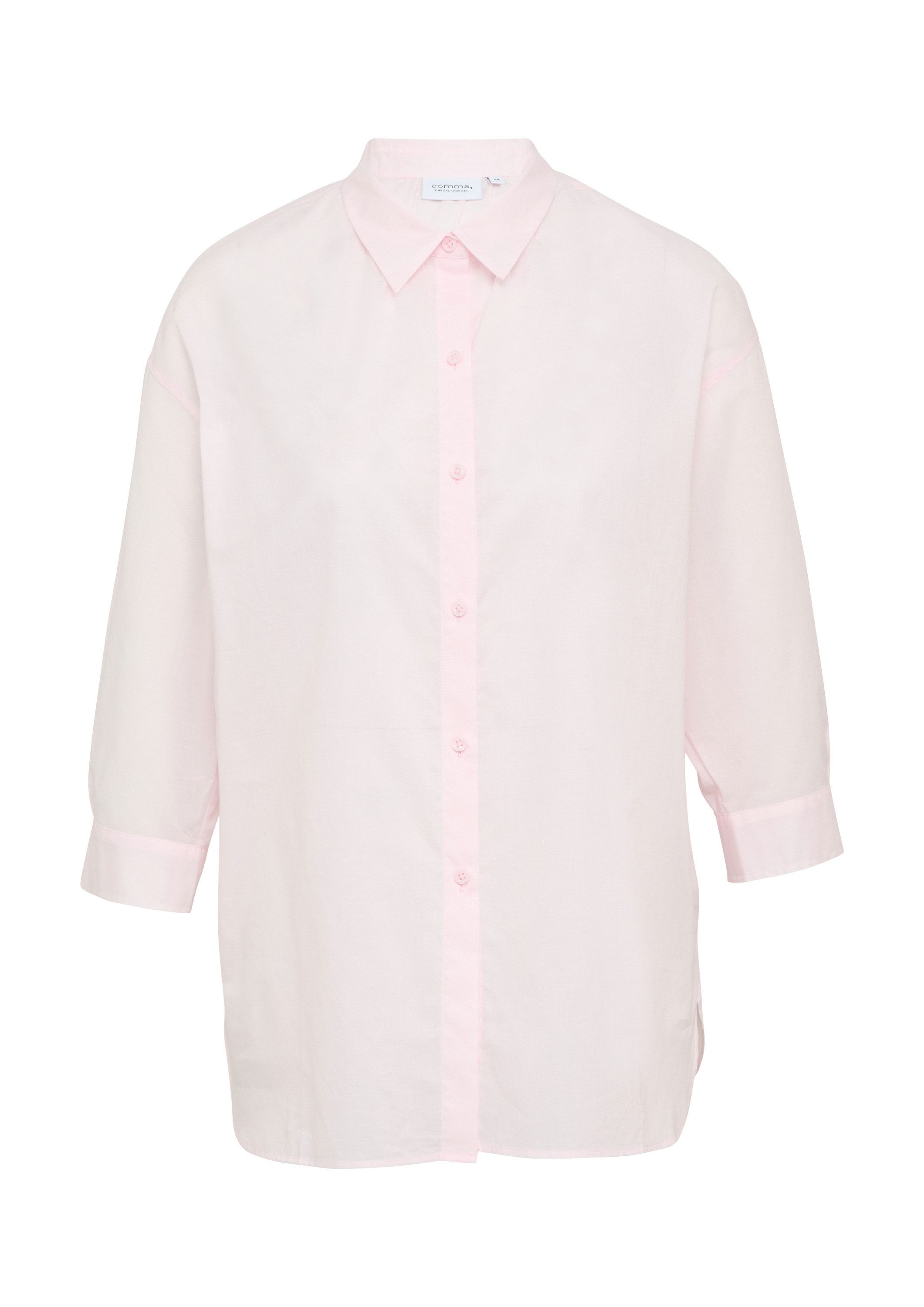 comma Kurzarmbluse Bluse Oversize-Hemdbluse mit Raffungsdetails