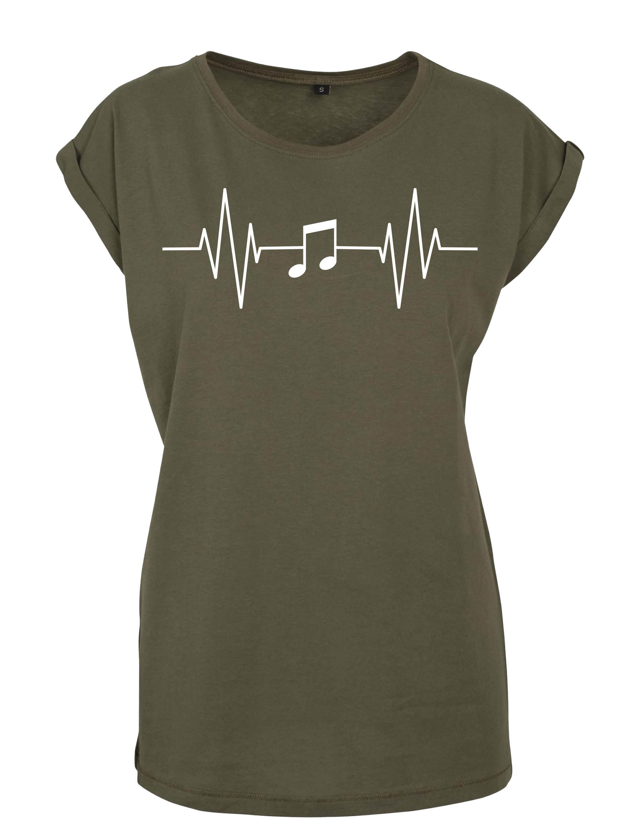 Youth Designz Print-Shirt "Heartbeat Music" Damen T-Shirt als Statement Geschenk Frauen Motiv mit trendigem Aufdruck für Frauen
