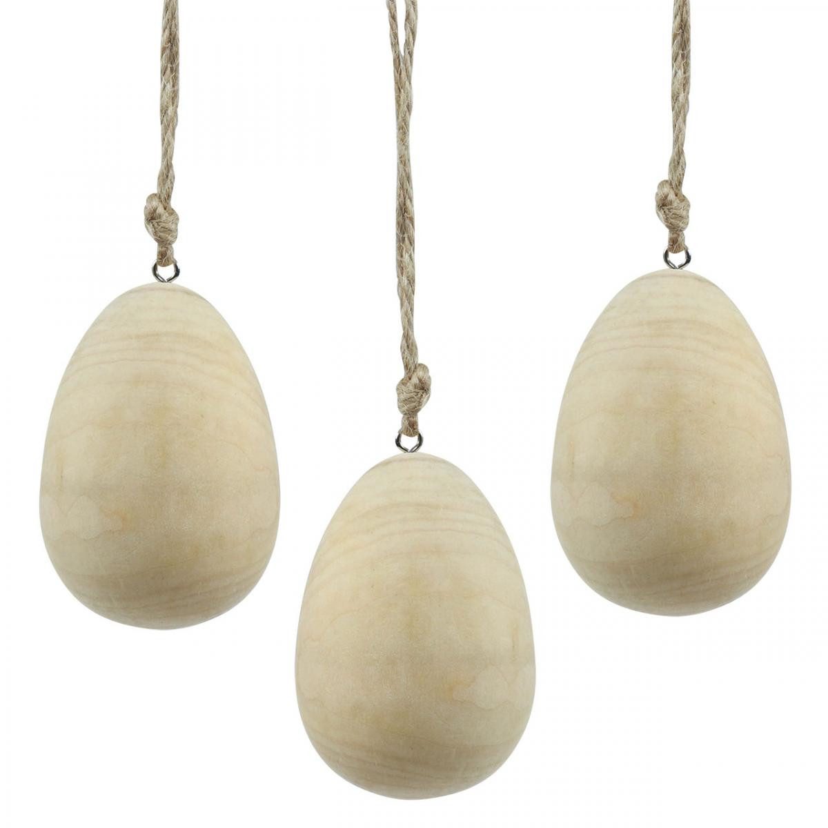 Osterei Holzeier Deko Ostereier Hänger Natur 8cm Set 6 Stück Osterdeko
