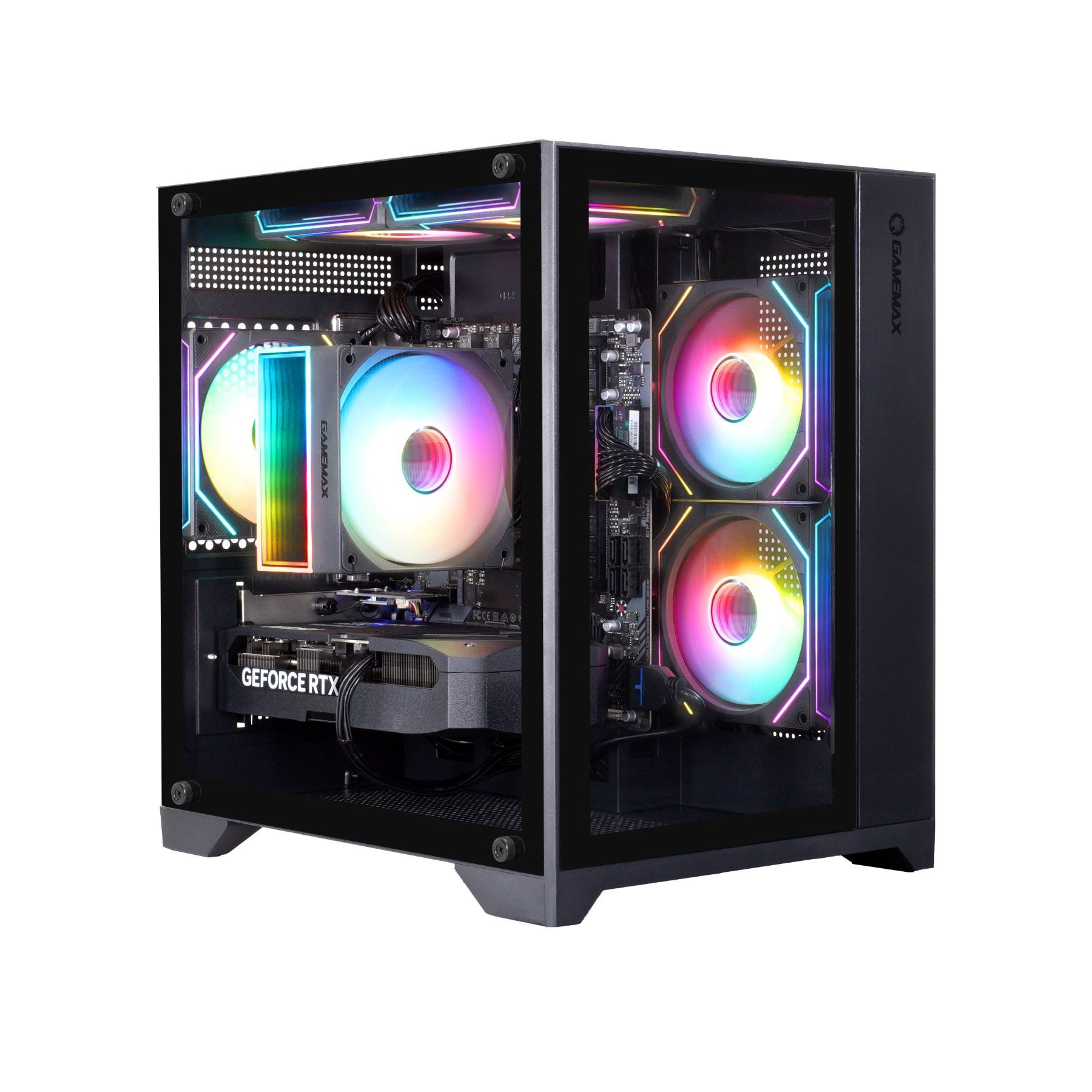 GAMEMAX MegaDeal Infinity Mini BK 2616 Ryzen 5 5500 RTX 5050 32GB DDR4 1TB SSD PC-Komplettsystem (32", AMD Ryzen 5 5500, RTX 5050, 32 GB RAM, 1000 GB SSD, Windows 11 + MSI MAG 32C6 Curved Monitor, 80cm (32)