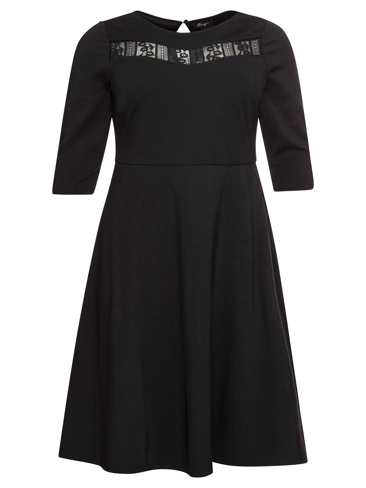 Sheego Abendkleid Große Größen mit U-Boot-Ausschnitt und Spitzeneinsatz