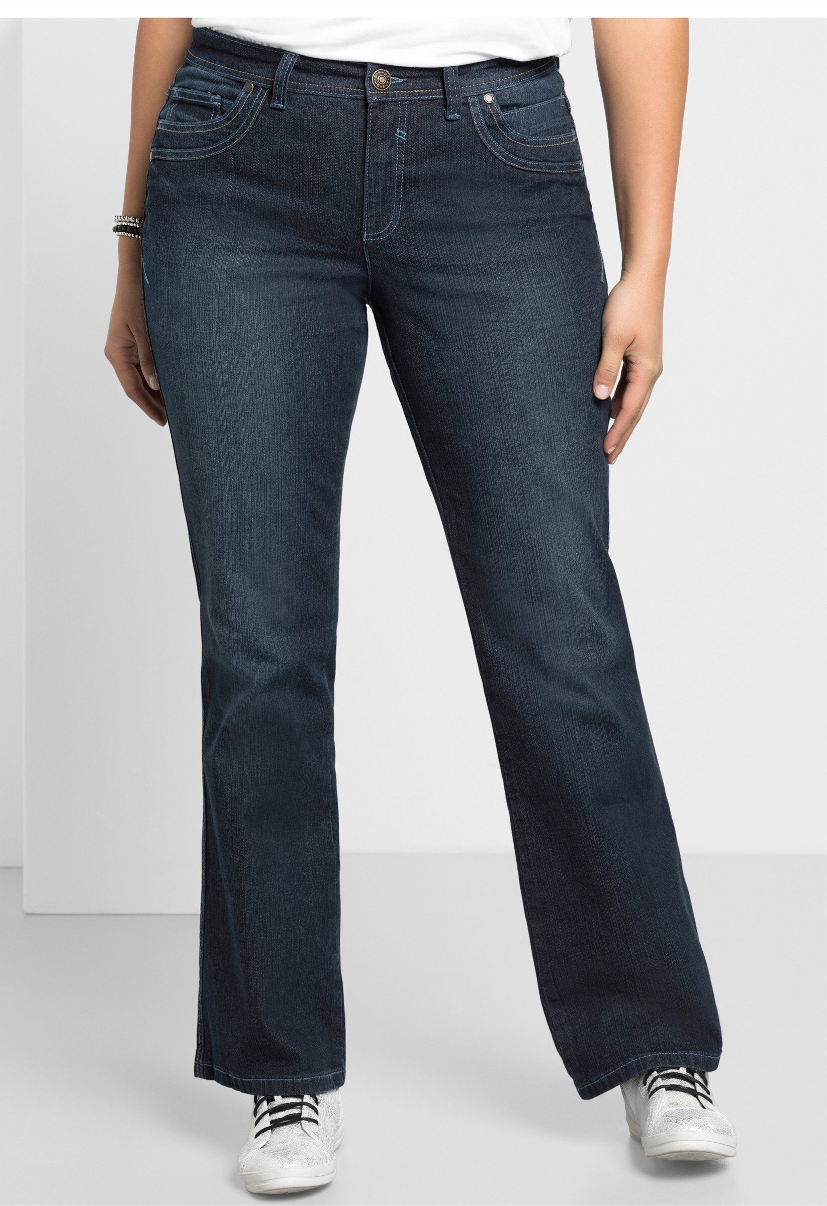Sheego Bequeme Jeans Bootcut-Jeans . mit Used-Effekten günstig online kaufen