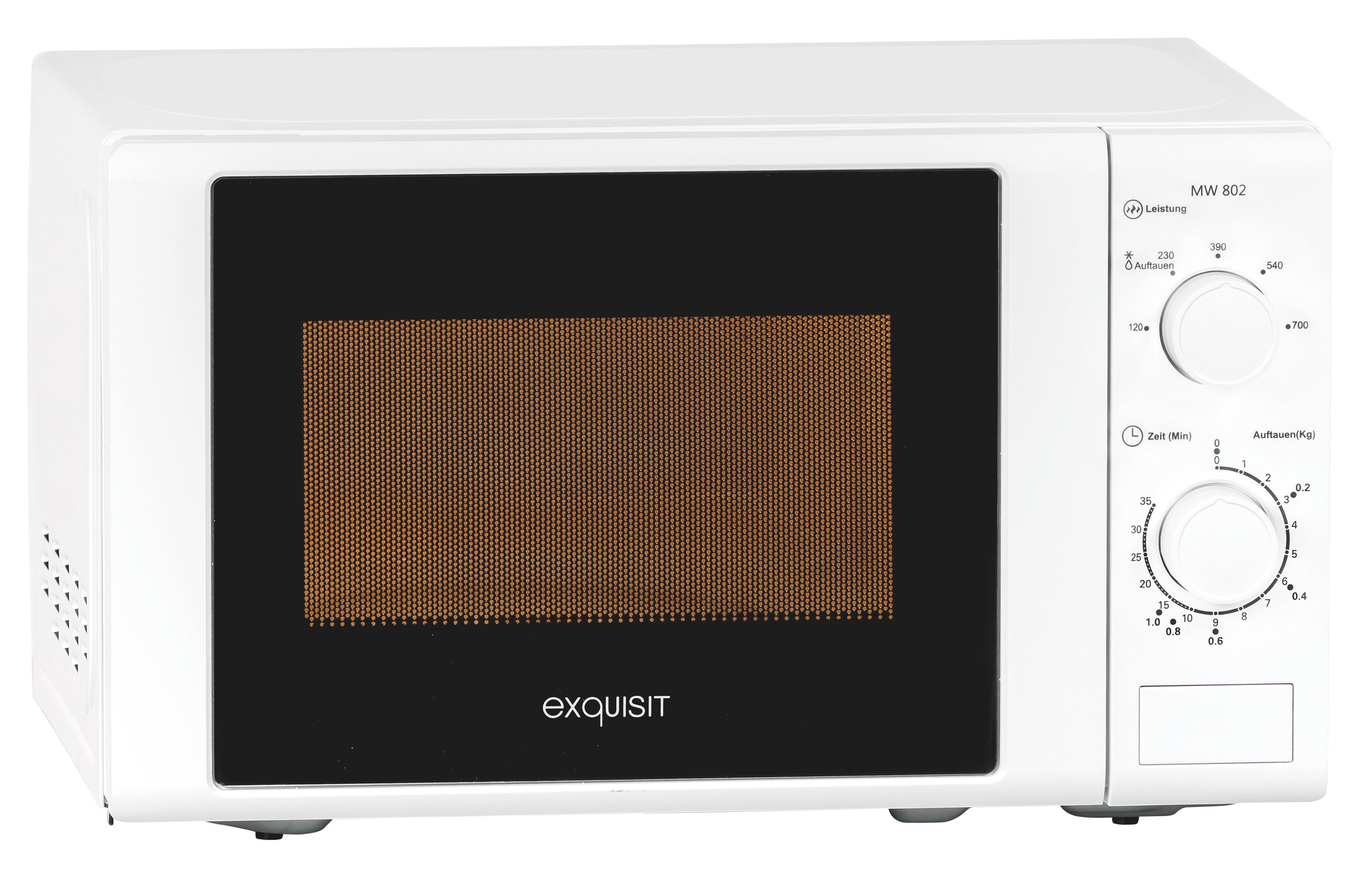 exquisit Mikrowelle MW 802, Mikrowelle, 20,00 l, 20 Liter, 25,5 cm Drehteller, inkl. Timer, einfach Bedienung, 700 Watt