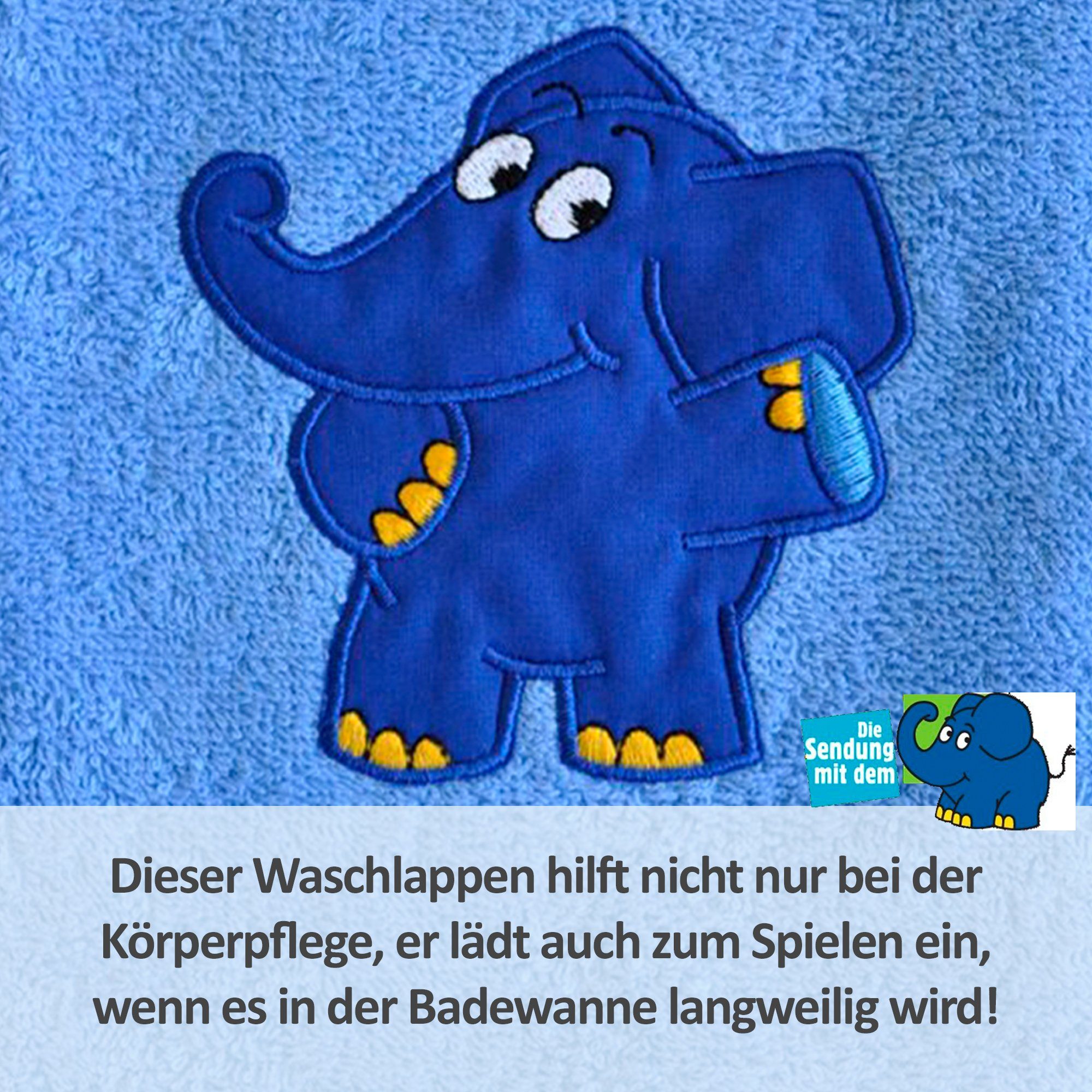 (1-tlg), Waschlappen Applikation blauen mit Waschhandschuh dem Smithy Baby Elefanten