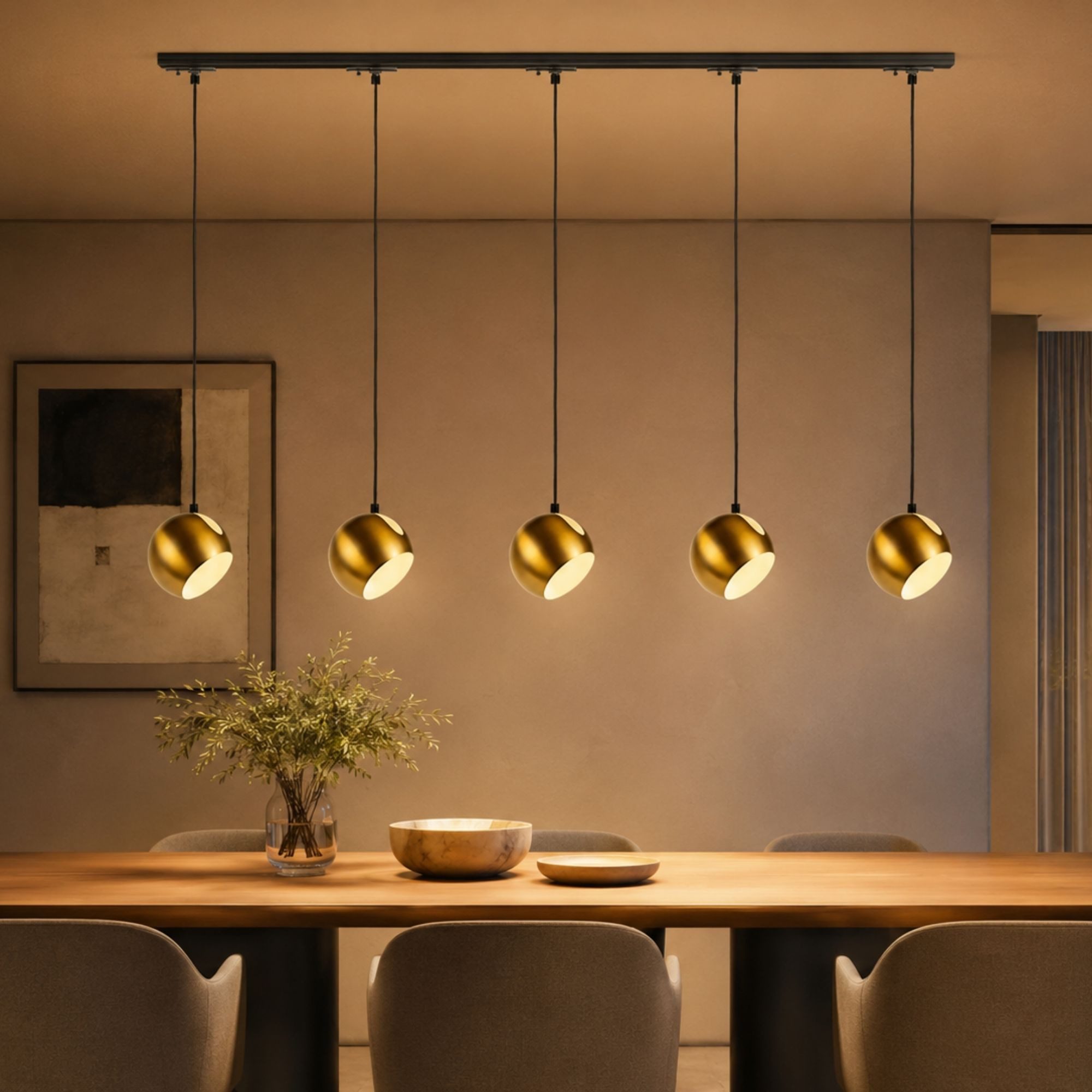 s.luce Pendelleuchte Ball Esstischlampe 1-Phase-Schiene 200cm Ø 20cm Mitteleinsp. Weiß