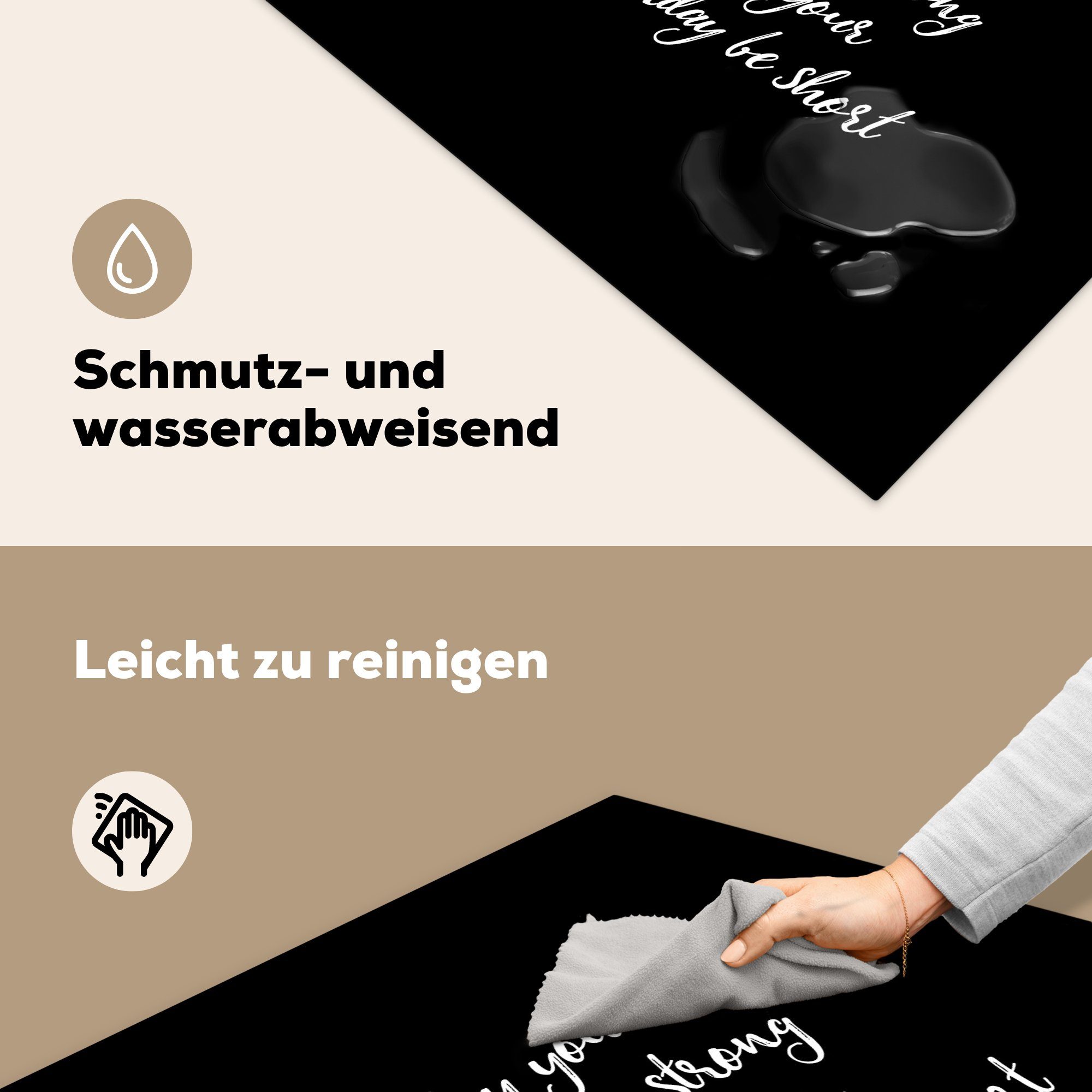 Arbeitsplatte dein, für Ceranfeldabdeckung, Sprichwörter Kaffee - (1 stark 78x78 - und Herdblende-/Abdeckplatte tlg), Vinyl, Möge MuchoWow cm, Zitate küche dein - Kaffee