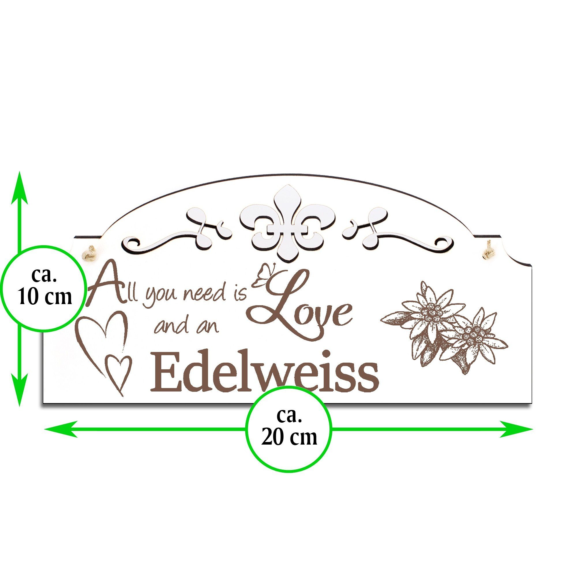 Dekolando Hängedekoration Alpen Edelweiss need Deko 20x10cm All is you Love