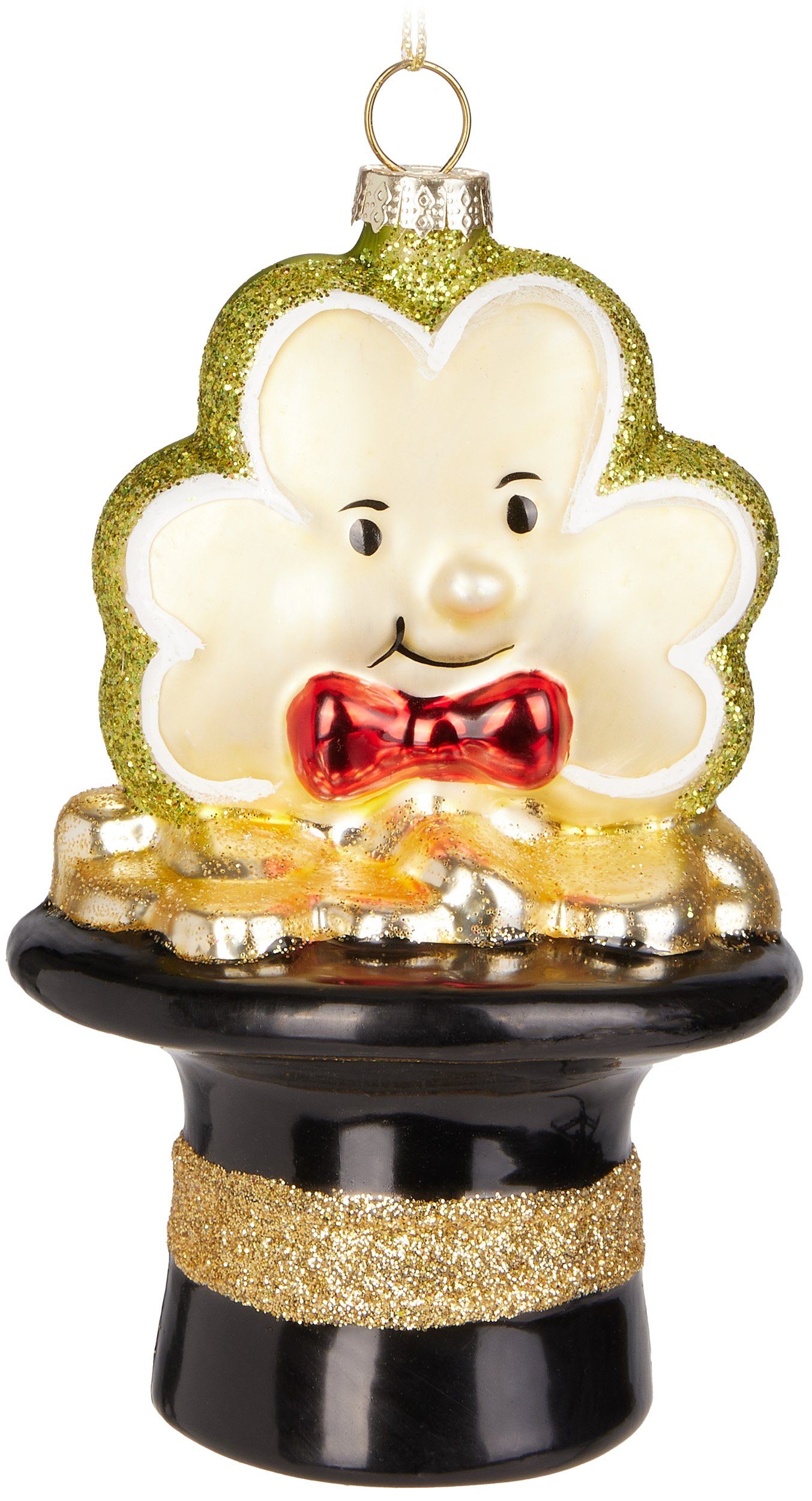 Christbaumschmuck Topf mit Gold und Kleeblatt Schwarz Gold - Lustige Weihnachtskugel