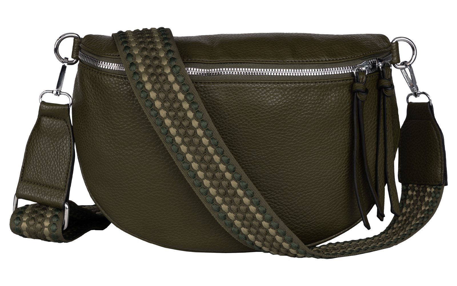 Hüfttasche Kunstleder DARK EAAKIE GREEN als Italy-D, Crossbody-Bag Schultertasche, Umhängetasche Gürteltasche Umhängetasche Bauchtasche tragbar CrossOver,