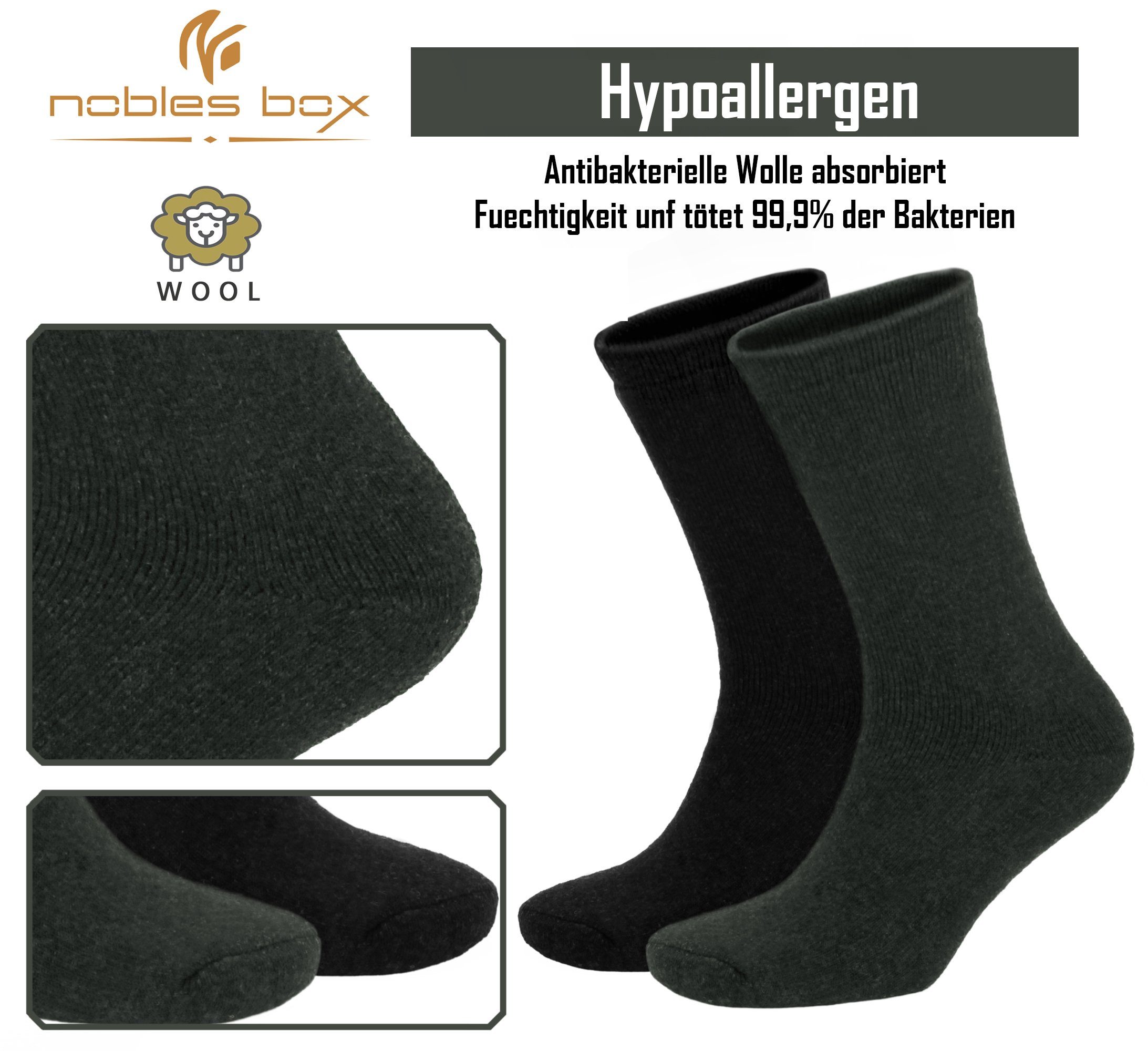 NoblesBox Norwegersocken Socken, Herren (Beutel, Herren Wollsocken 40-44 Asorti-7 Größe) Herren Arbeitssocken 2-Paar, EU Warme