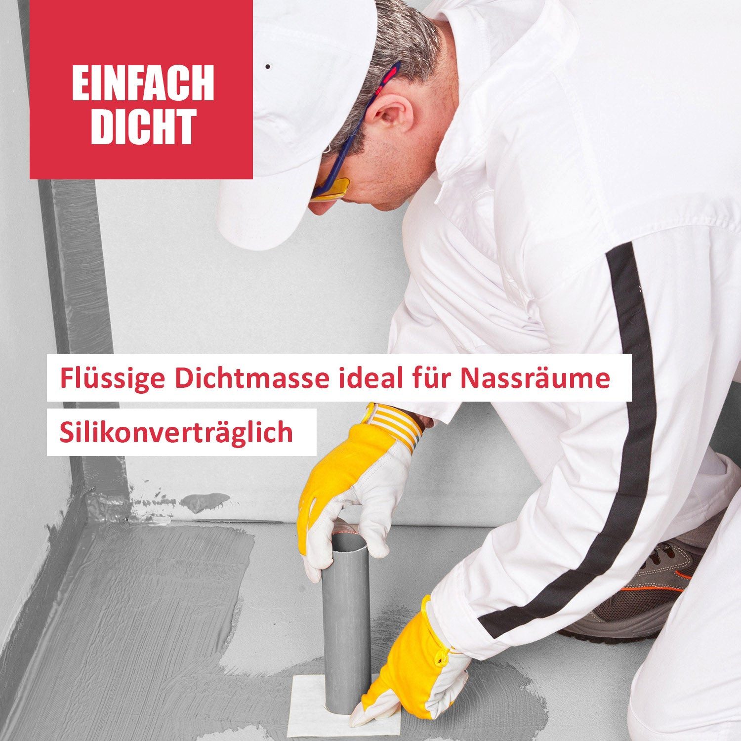 DICHTON Acryl-Flüssigkunststoff D.30W Flüssigfolie Abdichtung für Boden & Wand, Wassersperre, Dichtmasse, Abdichtung Bad Dichtfolie