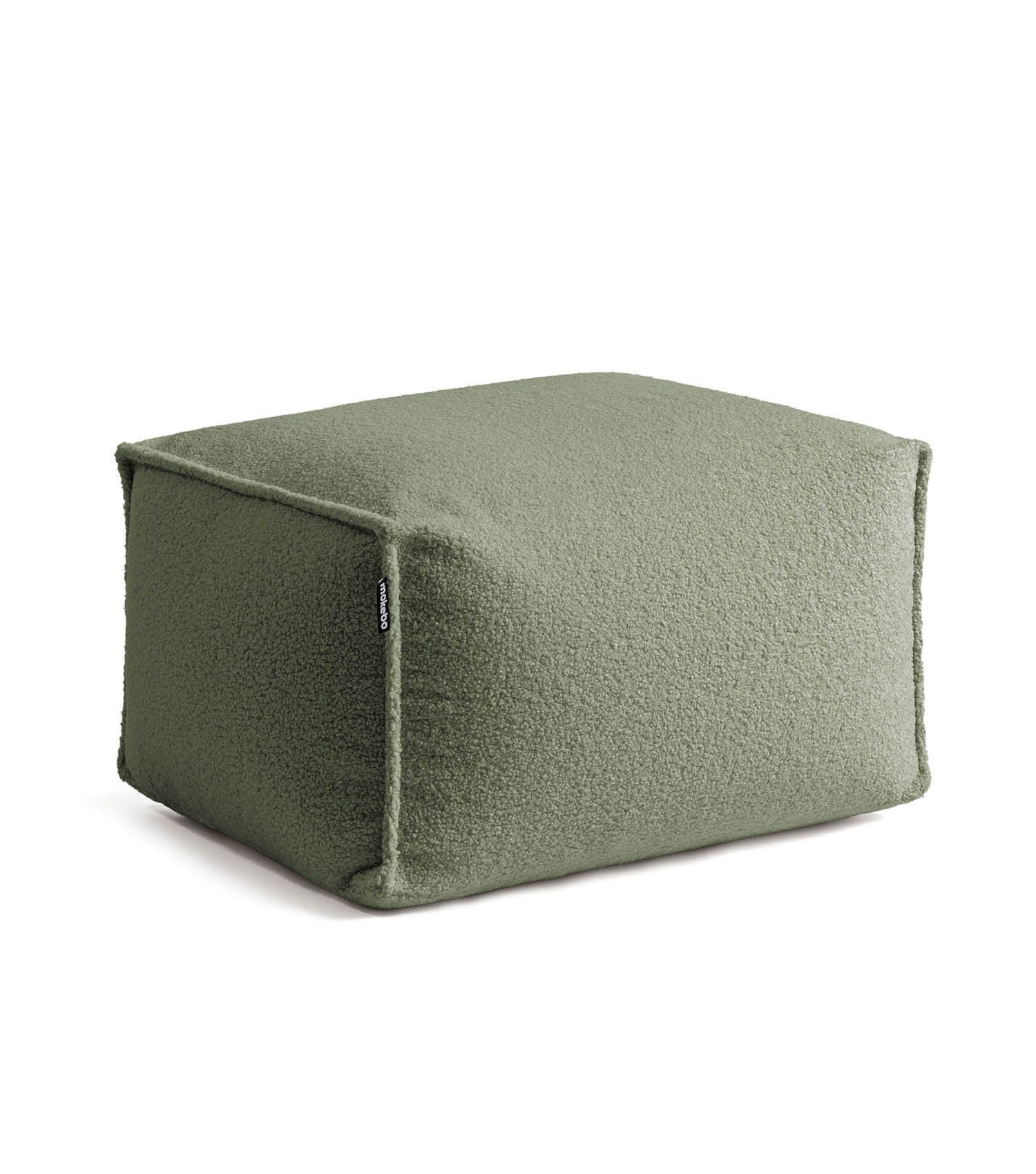 mokebo Pouf Bouclé Pouf 'Block' Hocker in Teddystoff (rechteckig aus Teddystoff), Made in Germany, Sitz-Hocker, Bodenkissen, Fußhocker eckig in Grün