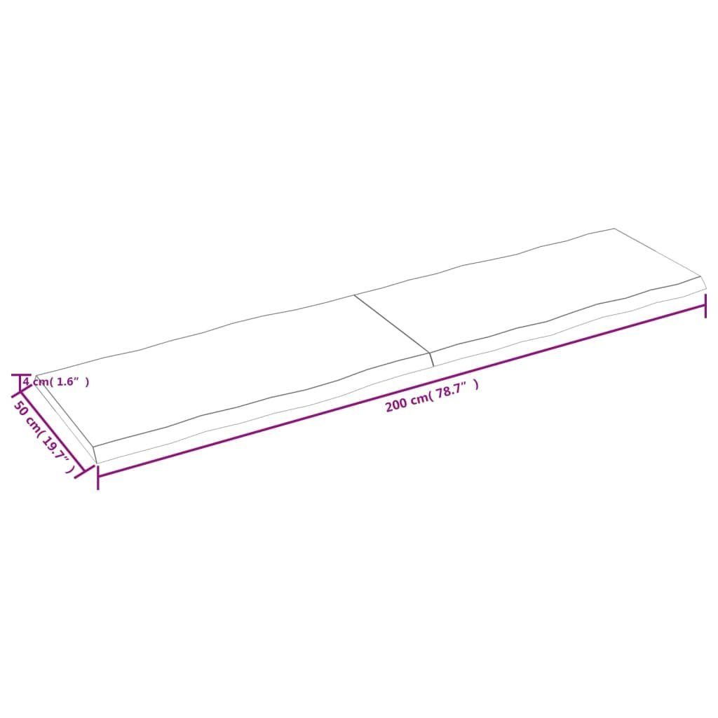 Behandelt Massivholz cm Baumkante furnicato 200x50x(2-4) Tischplatte (1 St)