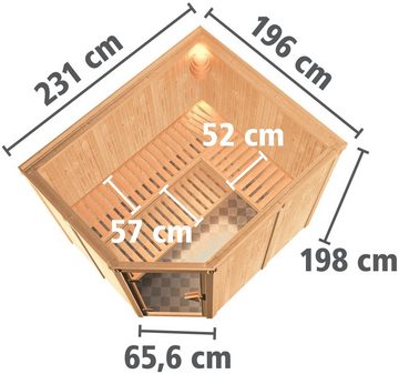 Karibu Sauna Marit, BxTxH: 231 x 196 x 198 cm, 68 mm, (Set) 9-kW-Ofen mit externer Steuerung