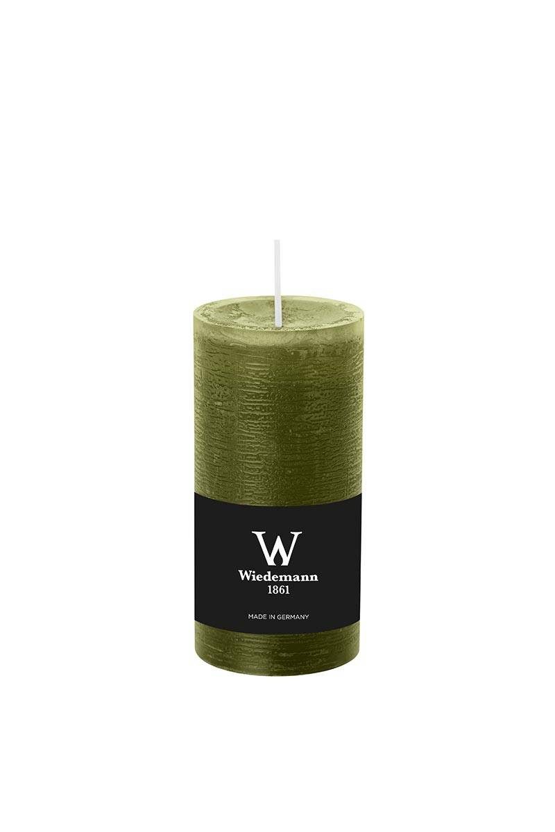 INNA-Glas Stumpenkerze Votivkerze Aurora, olivgrün, 12cm, Ø 5,8cm, 42h - Made in Germany