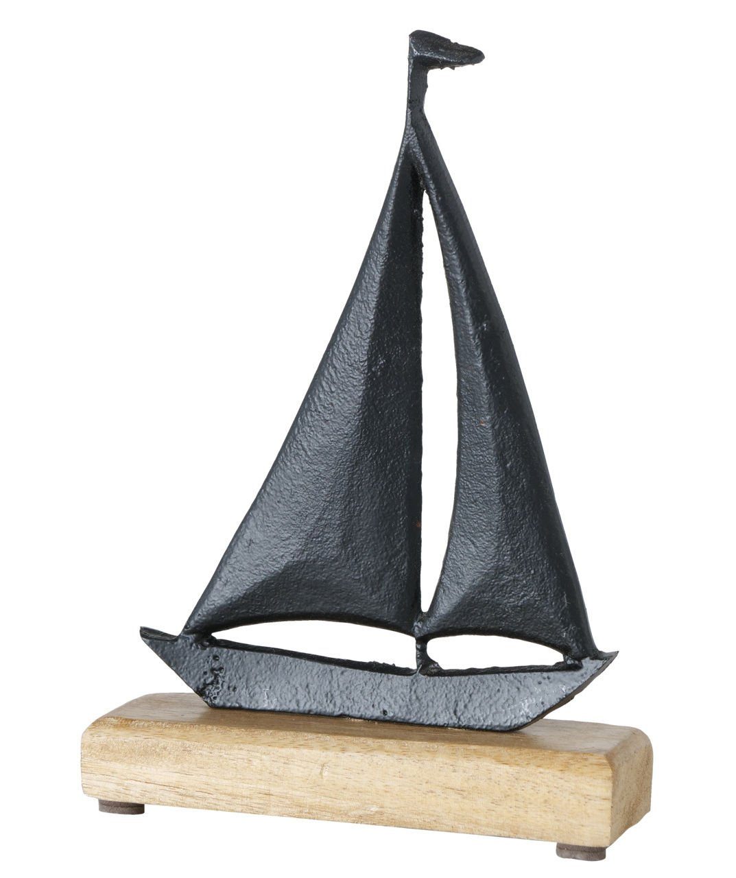 Spetebo Dekoobjekt Deko Aufsteller Segelboot - 22cm - Mango Aluminium (Stück, 1 St., Deko Aufsteller), Deko Aufsteller Boot aus Metall und Holz