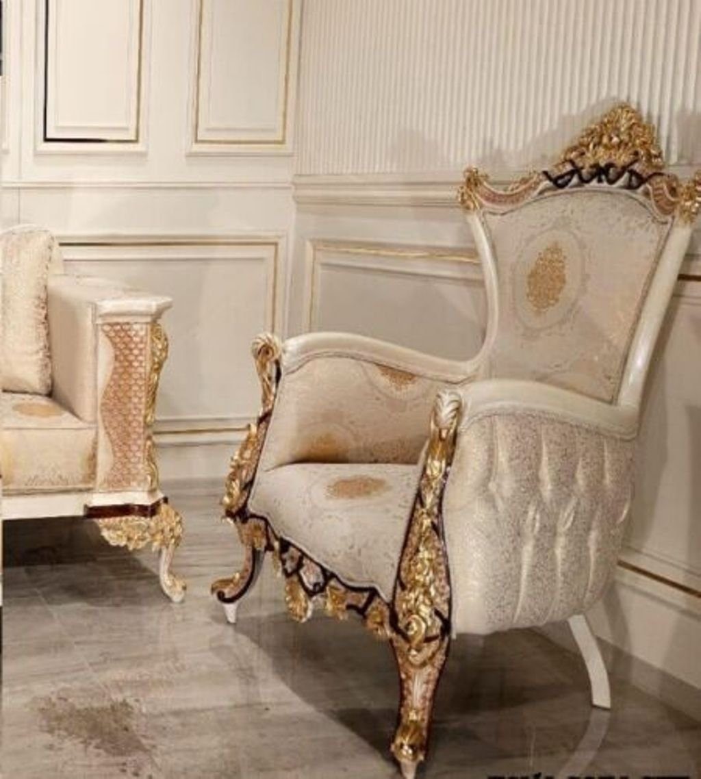 JVmoebel Chesterfield-Sessel Ohrensessel (1-St) Sofa Sitzer Sessel Design Polster Textil Barock Luxus
