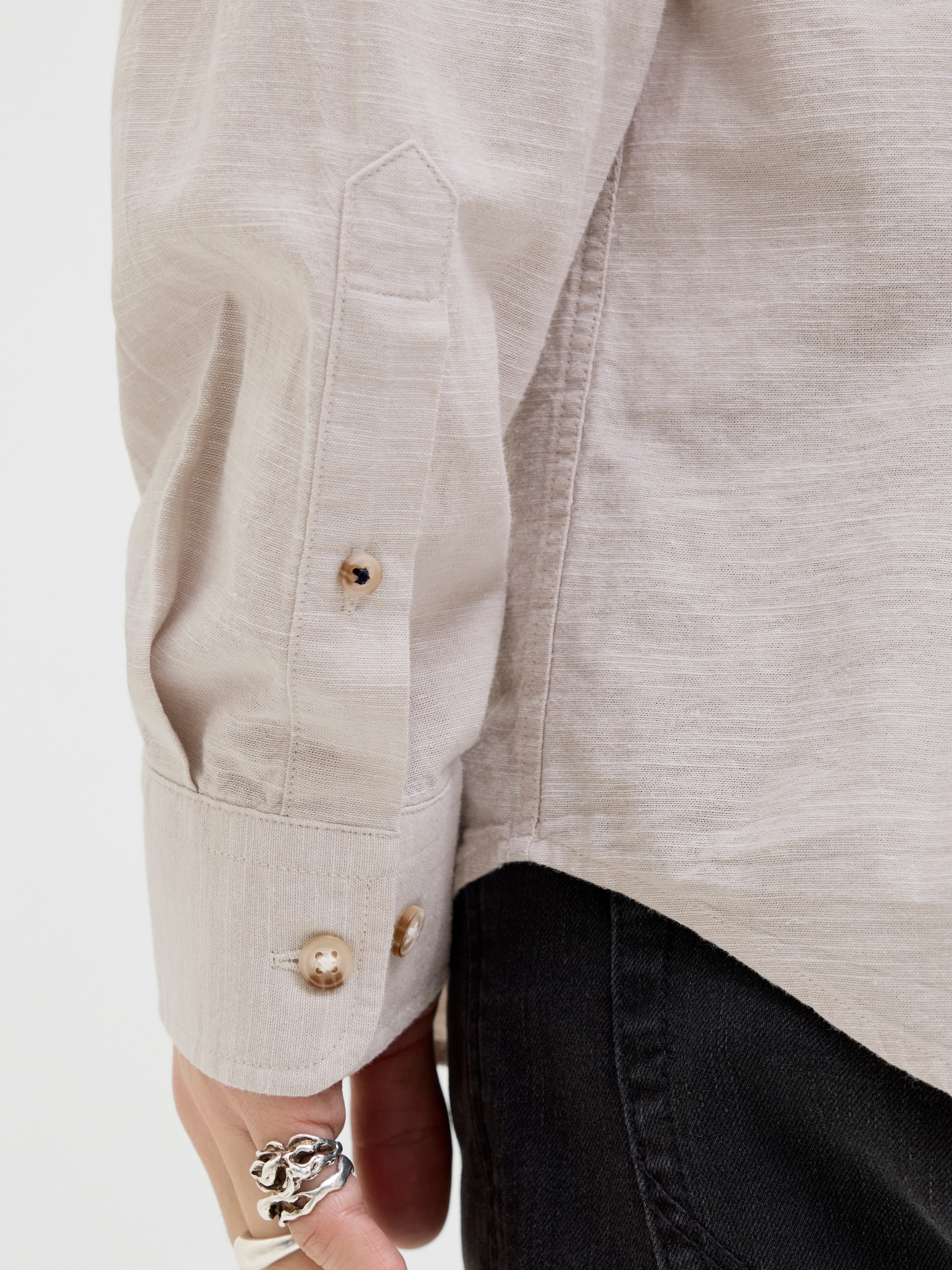 Jack & Jones Langarmhemd JJESUMMER BAND SHIRT LS SN mit Bandkragen