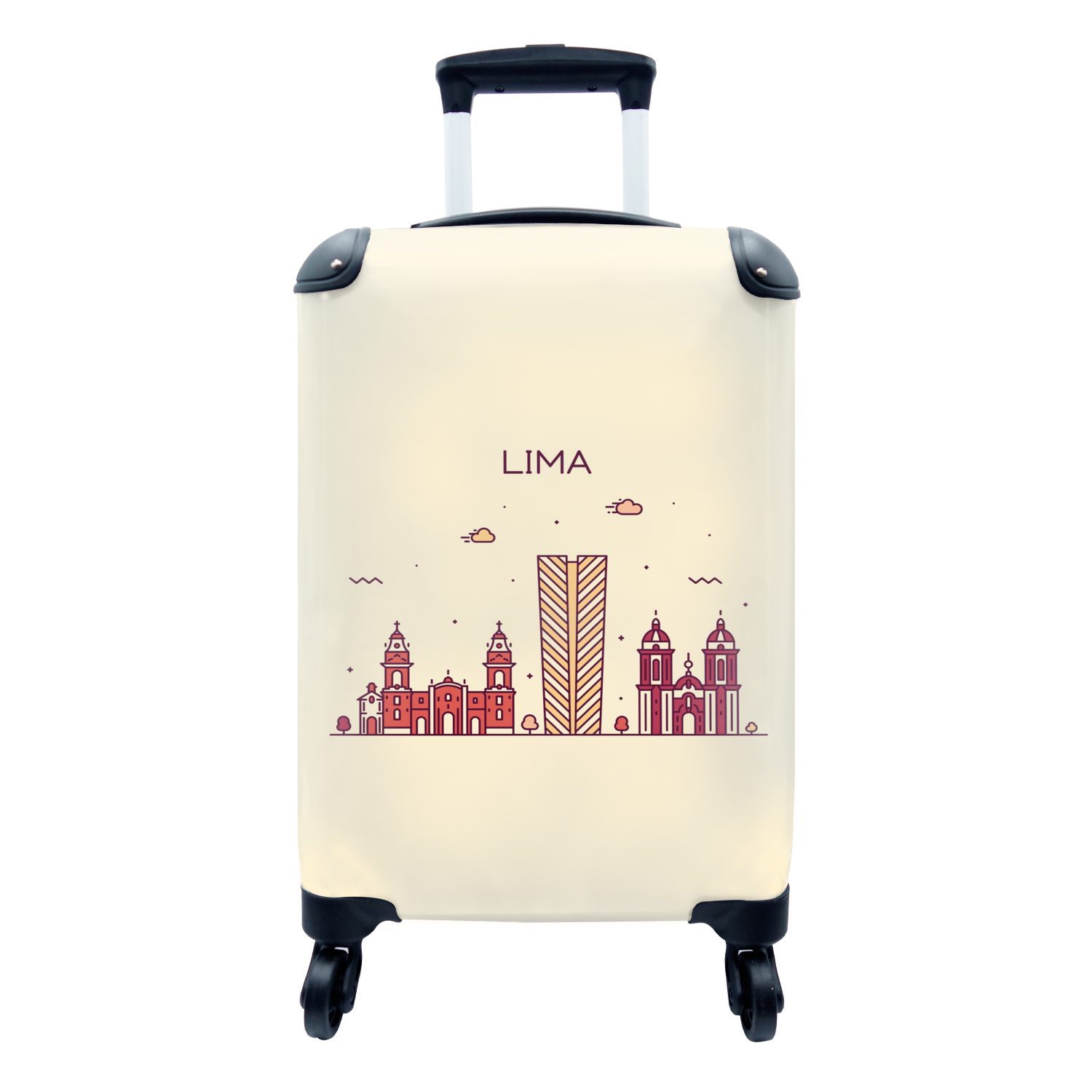 MuchoWow Handgepäckkoffer Skyline - Lima - Peru, 4 Rollen, Reisetasche mit rollen, Handgepäck für Ferien, Trolley, Reisekoffer | Handgepäck-Koffer