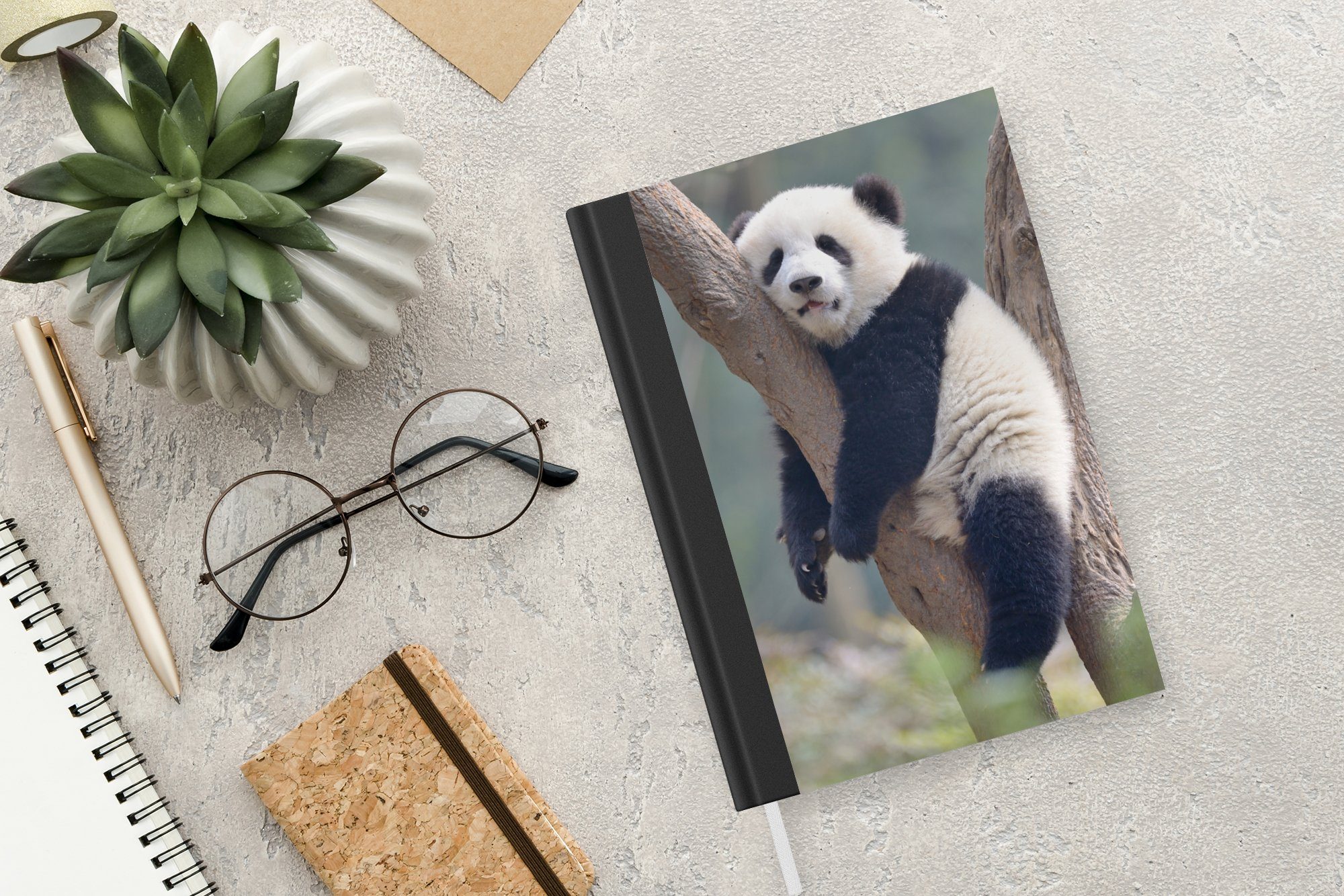 Haushaltsbuch Journal, 98 Seiten, - MuchoWow Tiere Merkzettel, - China, Notizheft, A5, Notizbuch Tagebuch, Panda