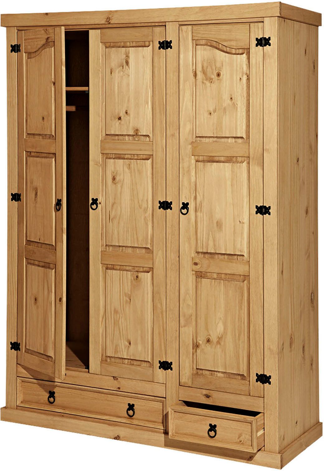 MÖBILIA Kleiderschrank (1-St) Holzoberfläche honigfarbend gewachst