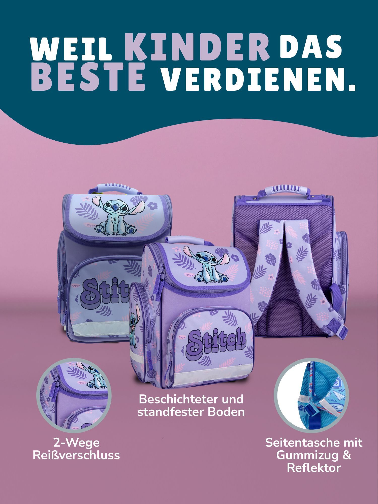 Familando Schulranzen Export Stitch Schultasche, lila, ab 1. Klasse ...