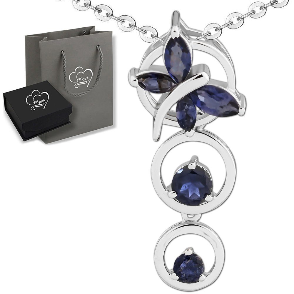 Limana Kette mit Anhänger Libelle Edelstein Schmuck Damen 925 Silber Iolith Peridot Rauchquarz (Geschenk Frauen Freundin Mama, Edelsteinschmuck mit Dose und Tasche), Geburtstag Jahrestag Hochzeitstag Weihnachten Muttertag Valentinstag