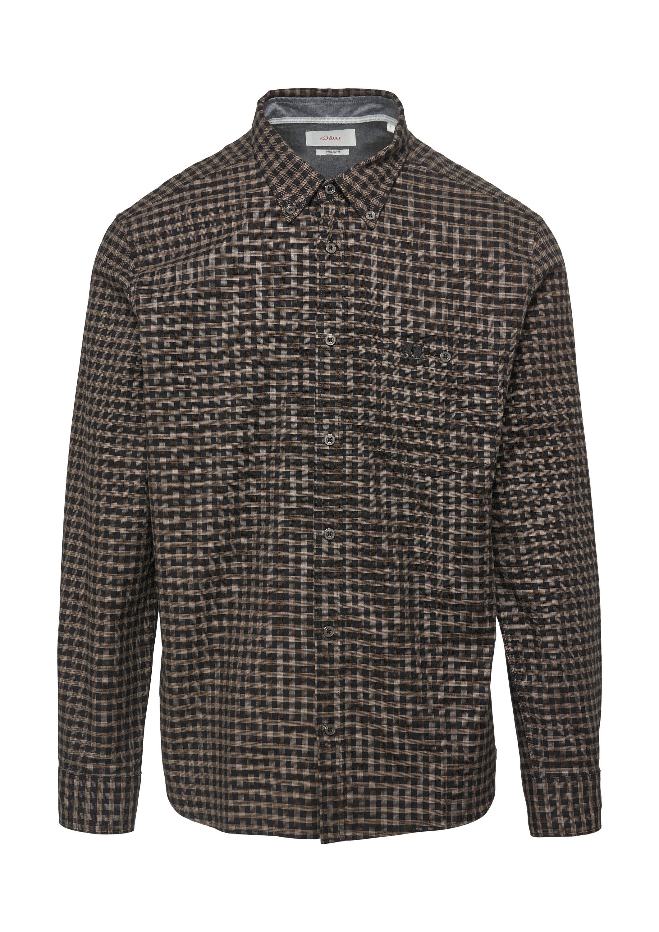 s.Oliver Langarmhemd Hemd Regular Fit: Kariertes Hemd mit Button-Down-Krage günstig online kaufen