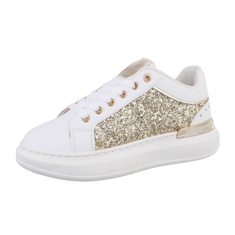 Ital-Design Damen Low-Top Freizeit Sneaker (86188074) Keilabsatz/Wedge Sneakers Low in Gold