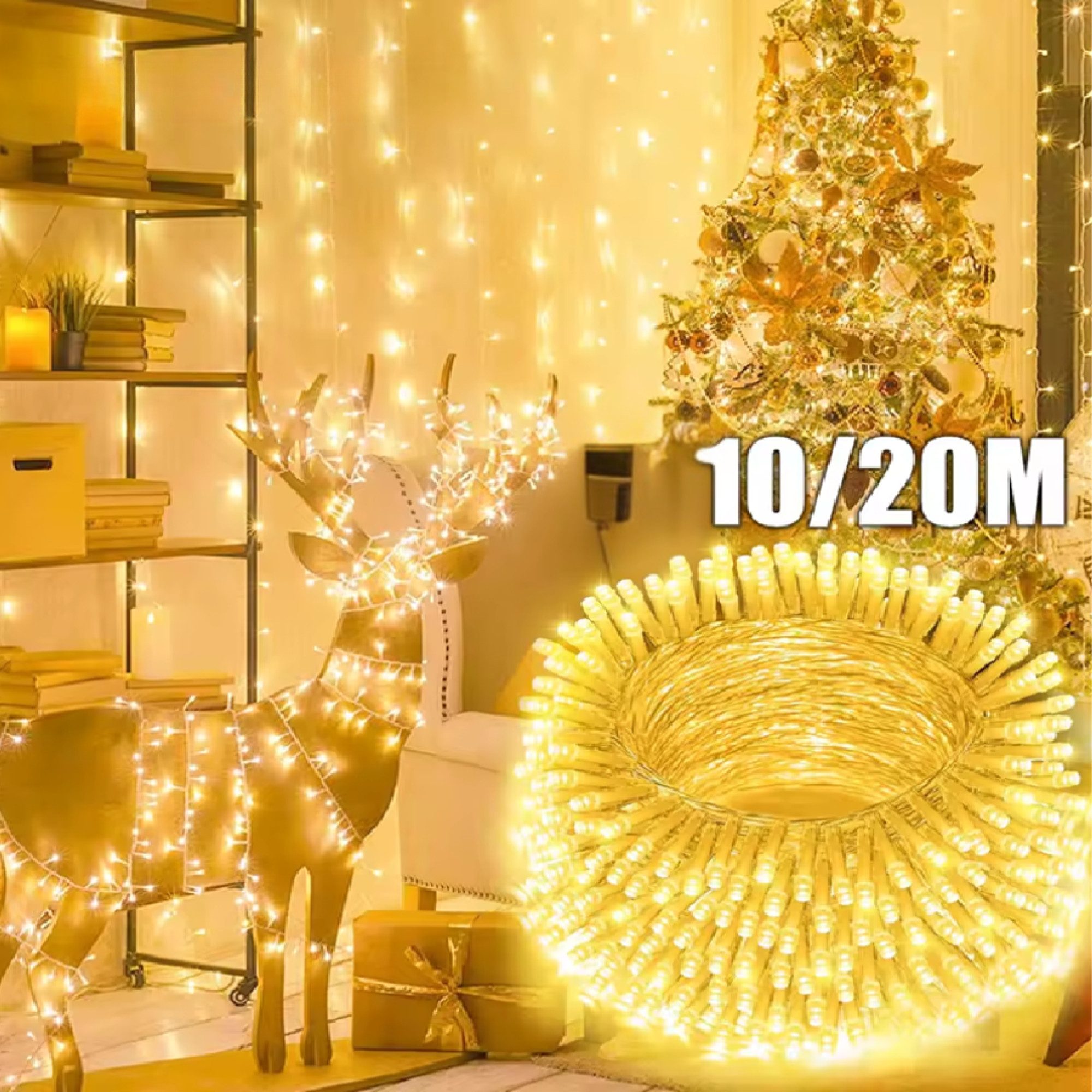 Montegoni Lichterkette 10M LED Weihnachtslichter. Lichterkette mit 80 LEDs für Dekoration, Wetterfest und perfekt für den Innen- und Außenbereich
