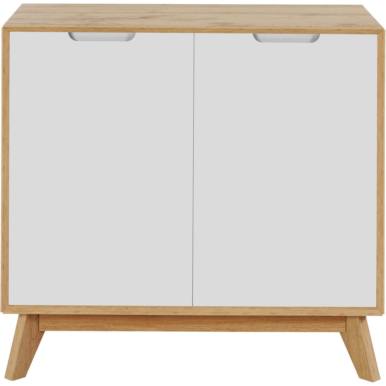 freiraum Kommode Essen, 2 Türen in Weiß / Eiche-Optik, Spanplatte/MDF - 80x75x40cm (BxHxT)