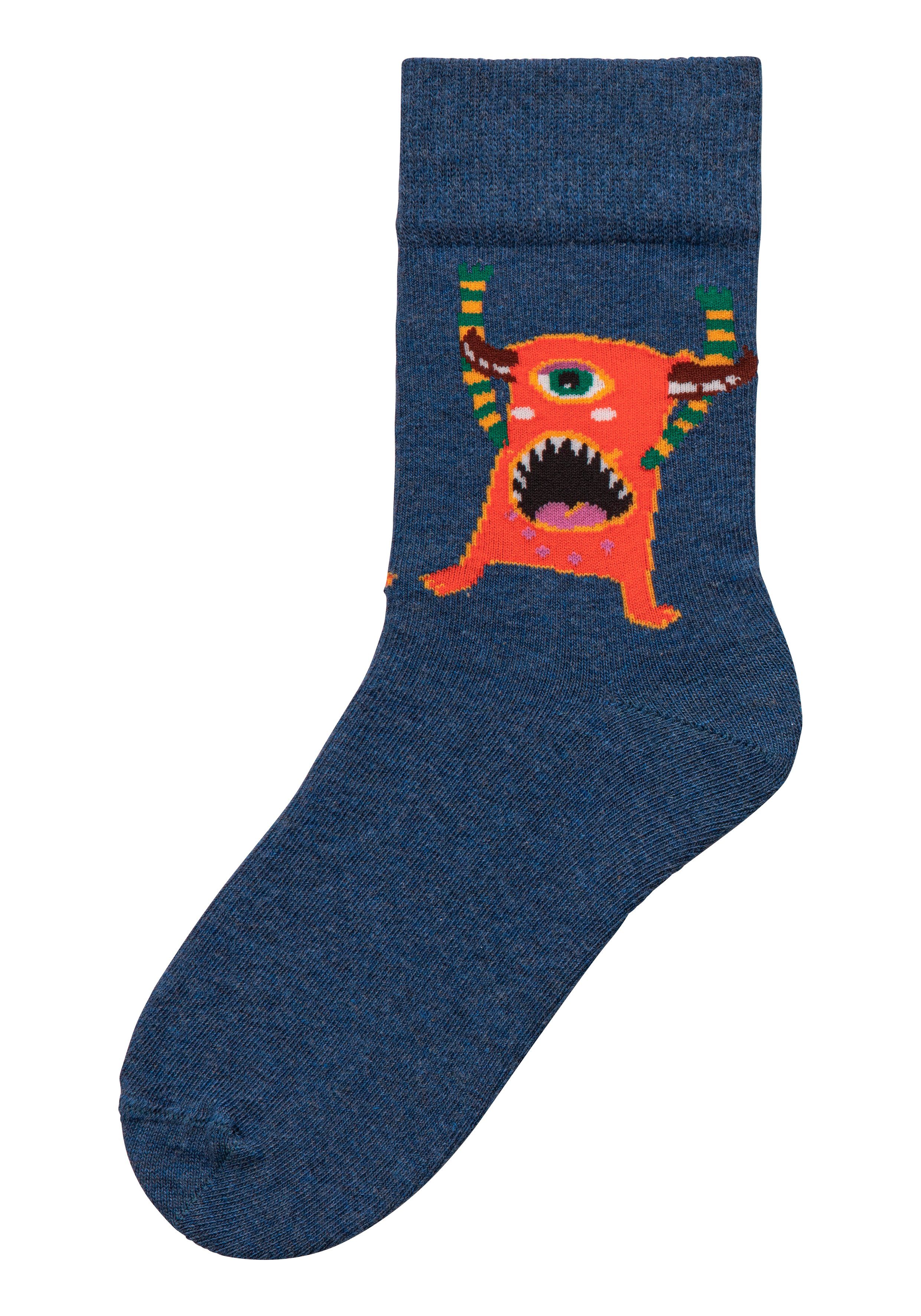 Monstermotiven mit Freizeitsocken (5-Paar) lustigen H.I.S