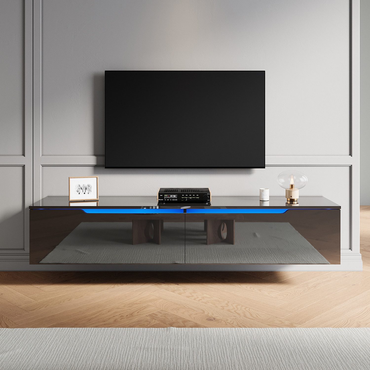 SONNI Lowboard Lowboard TV Hängend Weiß/ Schwarz TV Schrank in Wohnzimmer (Packung), 140-180cm tv schrank in wohnzimmer für 35''- 45'' Fernseher