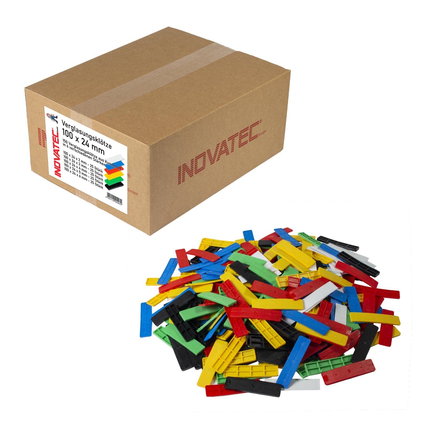 Inovatec Unterlegplatte Kunststoff Verglasungsklötze 100 x 24, 150-St.