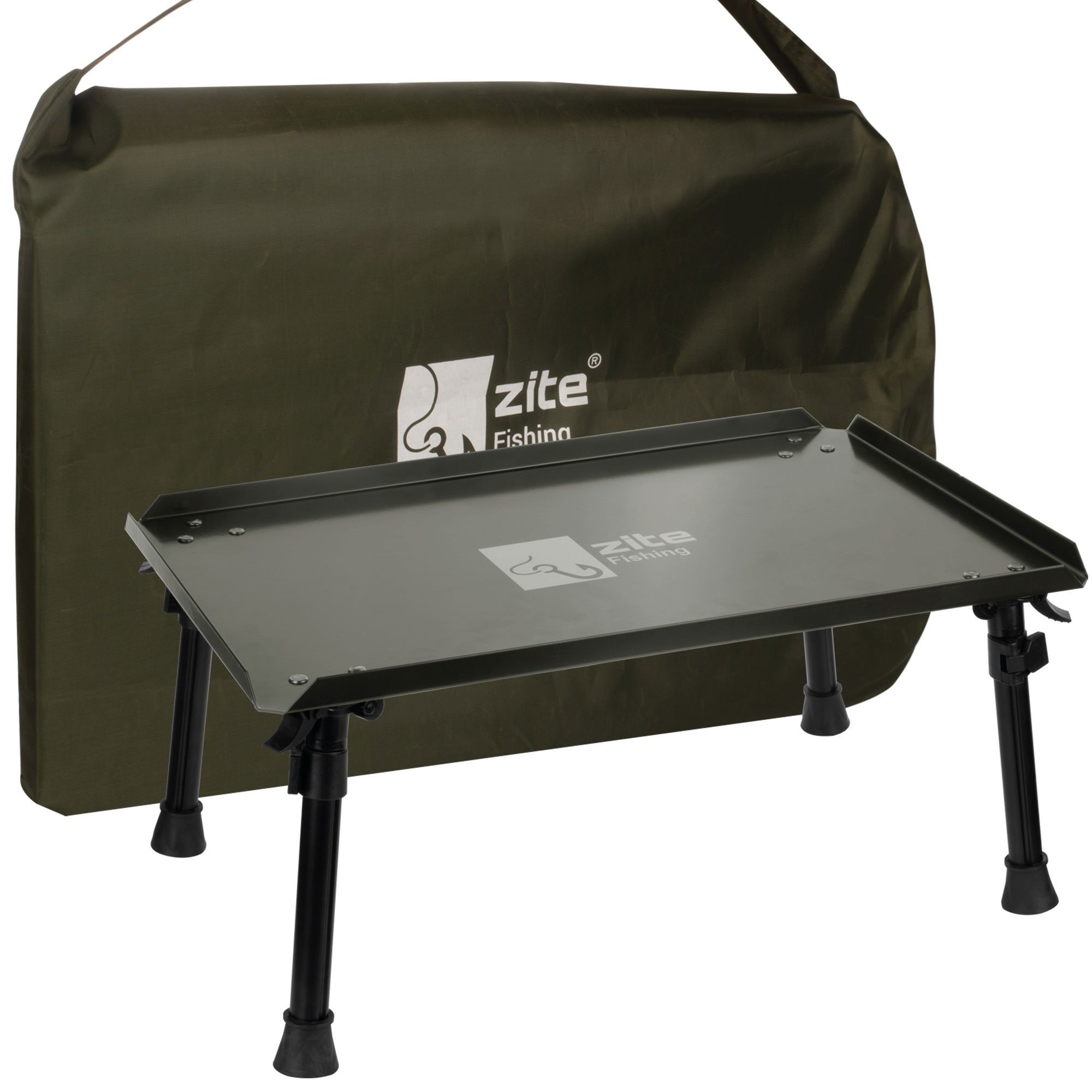 Zite Klapptisch Großer Bivvy Table Angeltisch mit Tasche für Karpfenangeln & Mehr