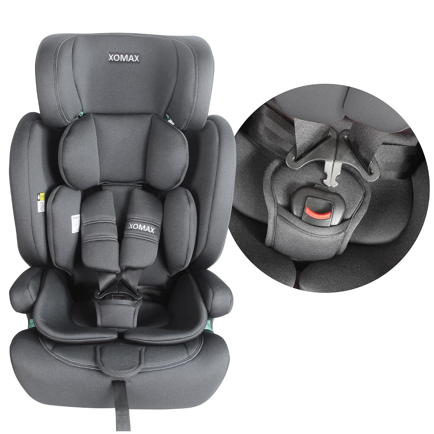 XOMAX Autokindersitz XOMAX LM238 anthrazit ISOFIX Auto Kindersitz 9-36kg AUTOSITZ, ab: 15 Monaten, bis: 12 Jahre, (1-tlg), Für Kinder von 9Kg bis 36Kg (ca. 15 M – Bild 3 von 5