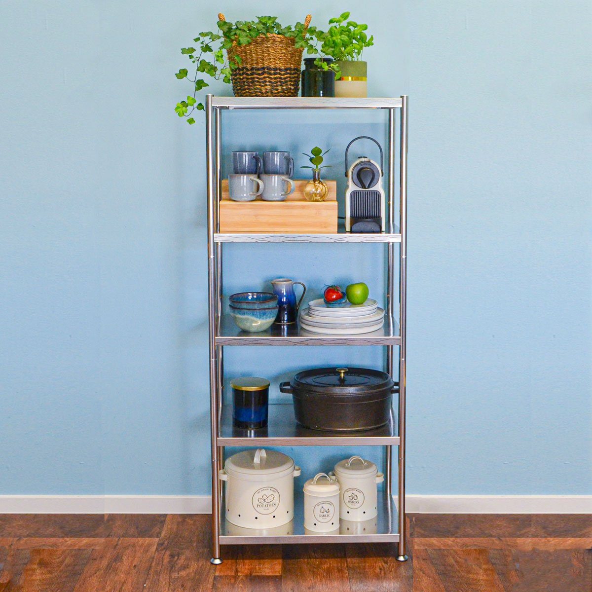 shelfr Regal mit 5 Ablage - 61x36x145 Edelstahlregal - Schwerlastregall bis günstig online kaufen