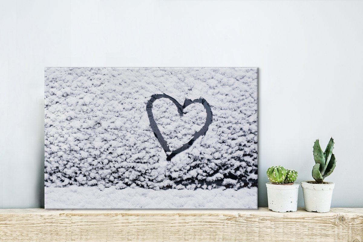 Wandbild Herz Schnee, Wanddeko, Leinwandbilder, 30x20 (1 Aufhängefertig, cm Leinwandbild im St), OneMillionCanvasses®