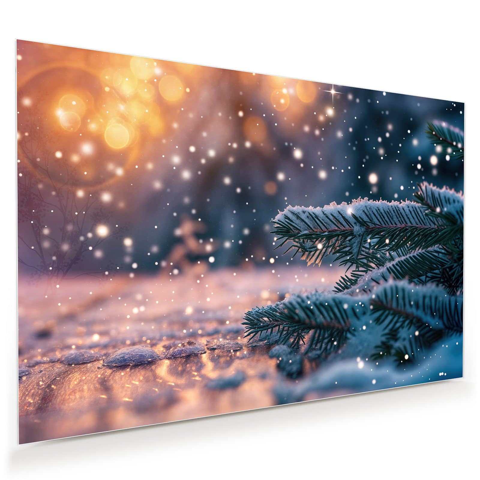 Primedeco Glasbild Wandbild Winterzauber mit Aufhängung, Jahreszeiten (21 verschiedene Größen, 1 St), Elegante Aufhängung