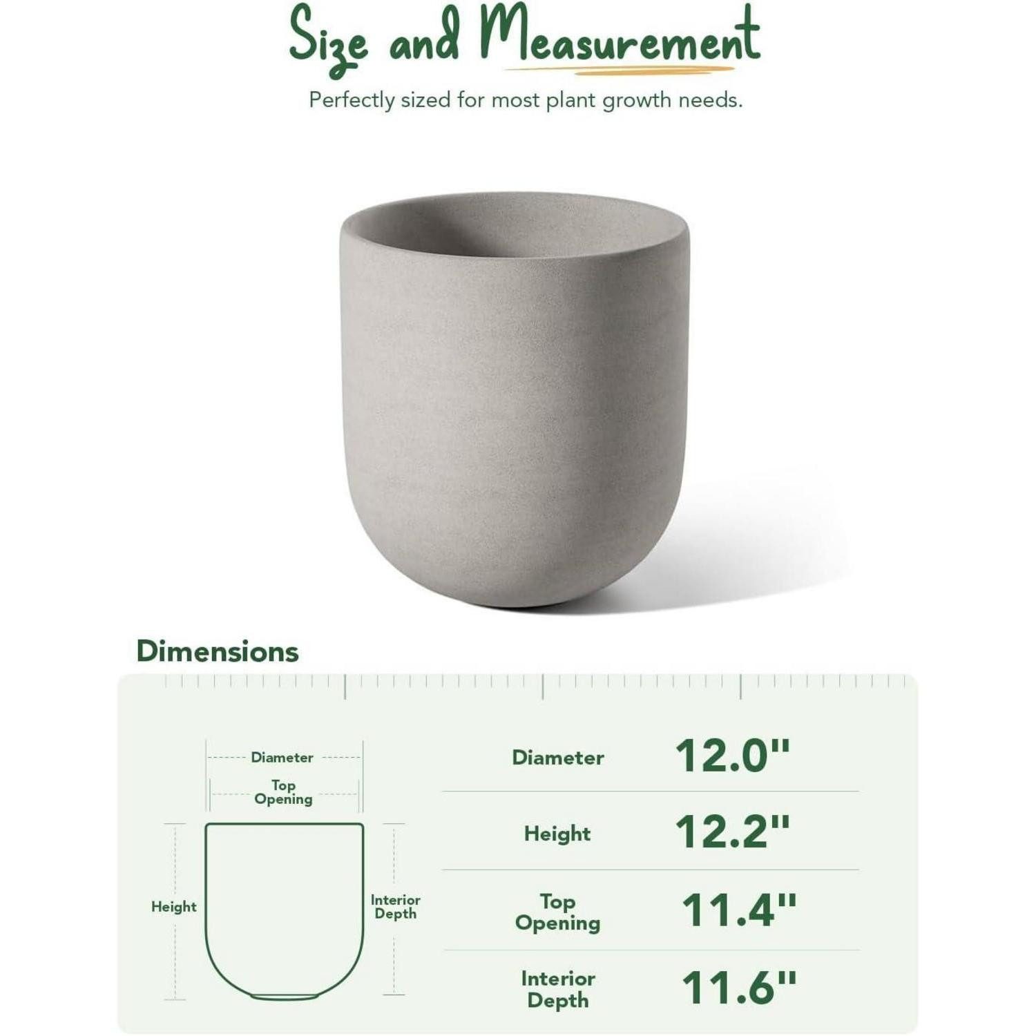 LuxusKollektion Blumentopf Übertöpfe Keramik Zimmerpflanzen Abflussloch Plug Grau 30 cm