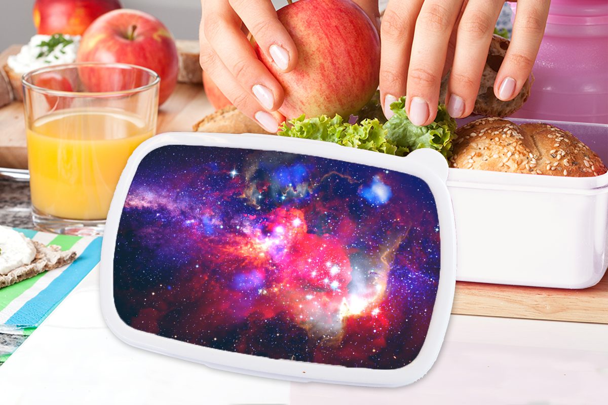 Kunststoff, weiß Farben - Universum Weltraum, Brotbox für - und und Kinder Mädchen für MuchoWow Brotdose, (2-tlg), Lunchbox Erwachsene, Jungs