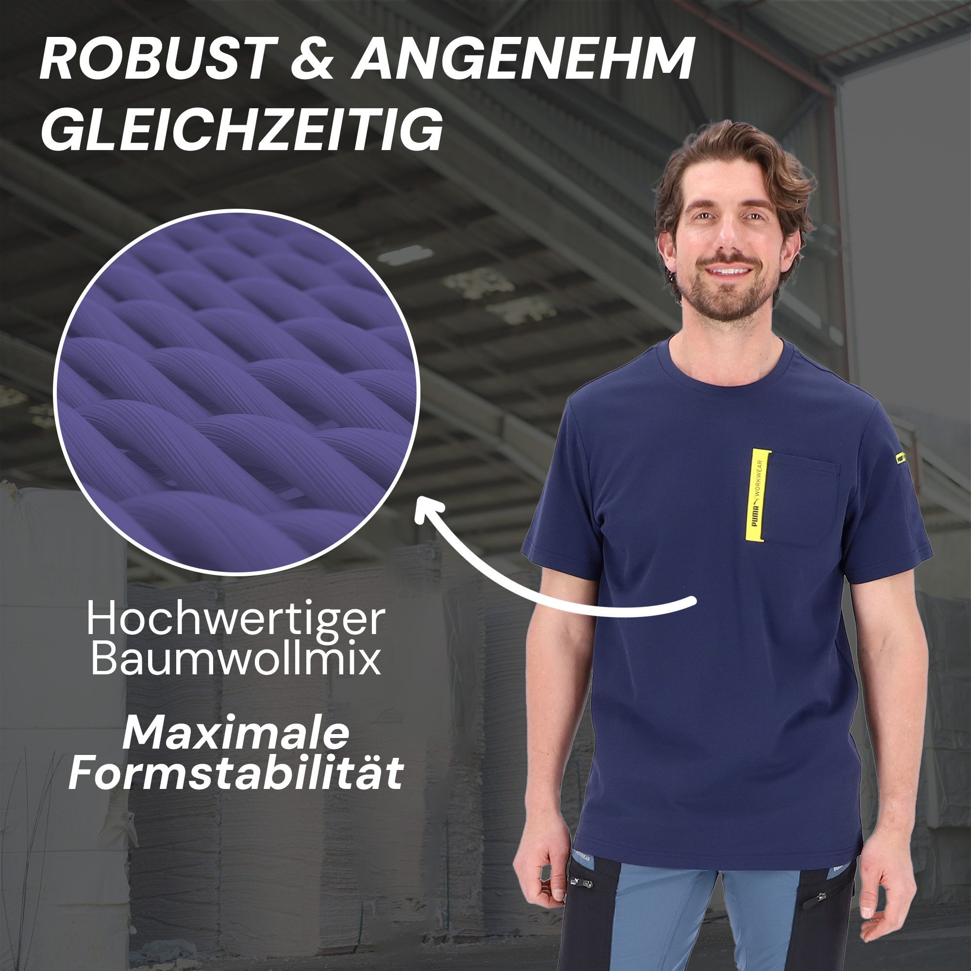 PUMA Workwear T-Shirt ADVANCED Arbeitsshirt - Herren Shirt mit Brusttasche - Utility Fach Strapazierfähiges und atmungsaktives Gewebe, für Handwerk und Logistik