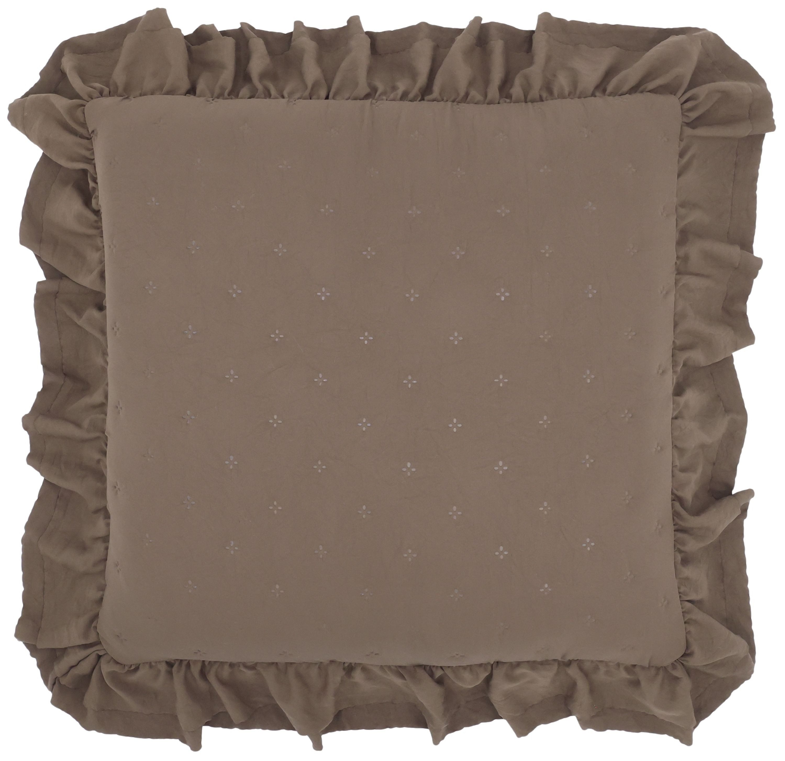 Chic Antique Kissenbezug Chic Antique - Kissenbezug Kissenhülle Aix Soft 50x50cm Rüschen Braun