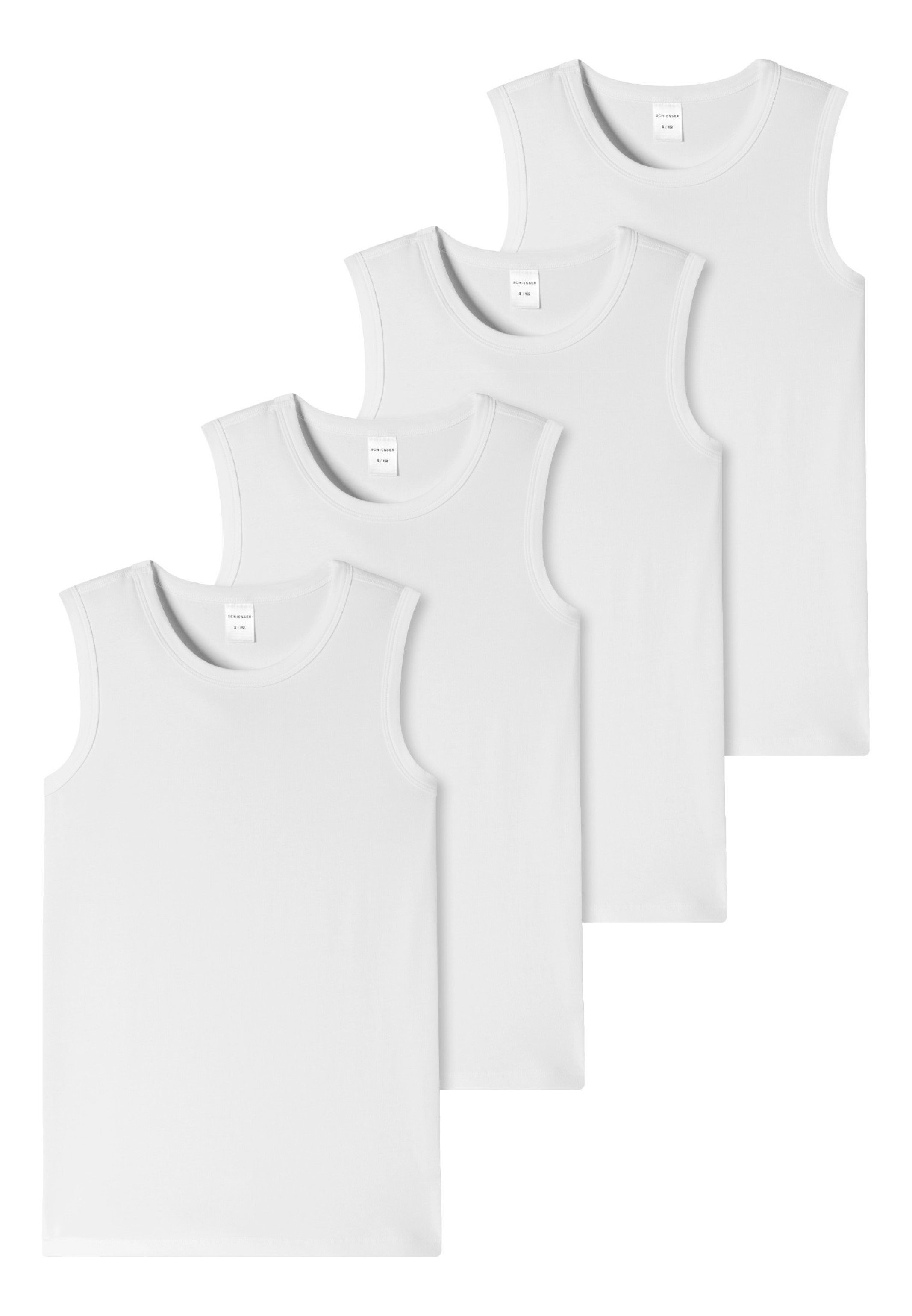 Mit (Spar-Set, Trägern 95/5 Pack - 4-St) Teens breiteren - Cotton Unterhemd Schiesser Baumwolle / 4er Organic Tanktop Boys Unterhemd