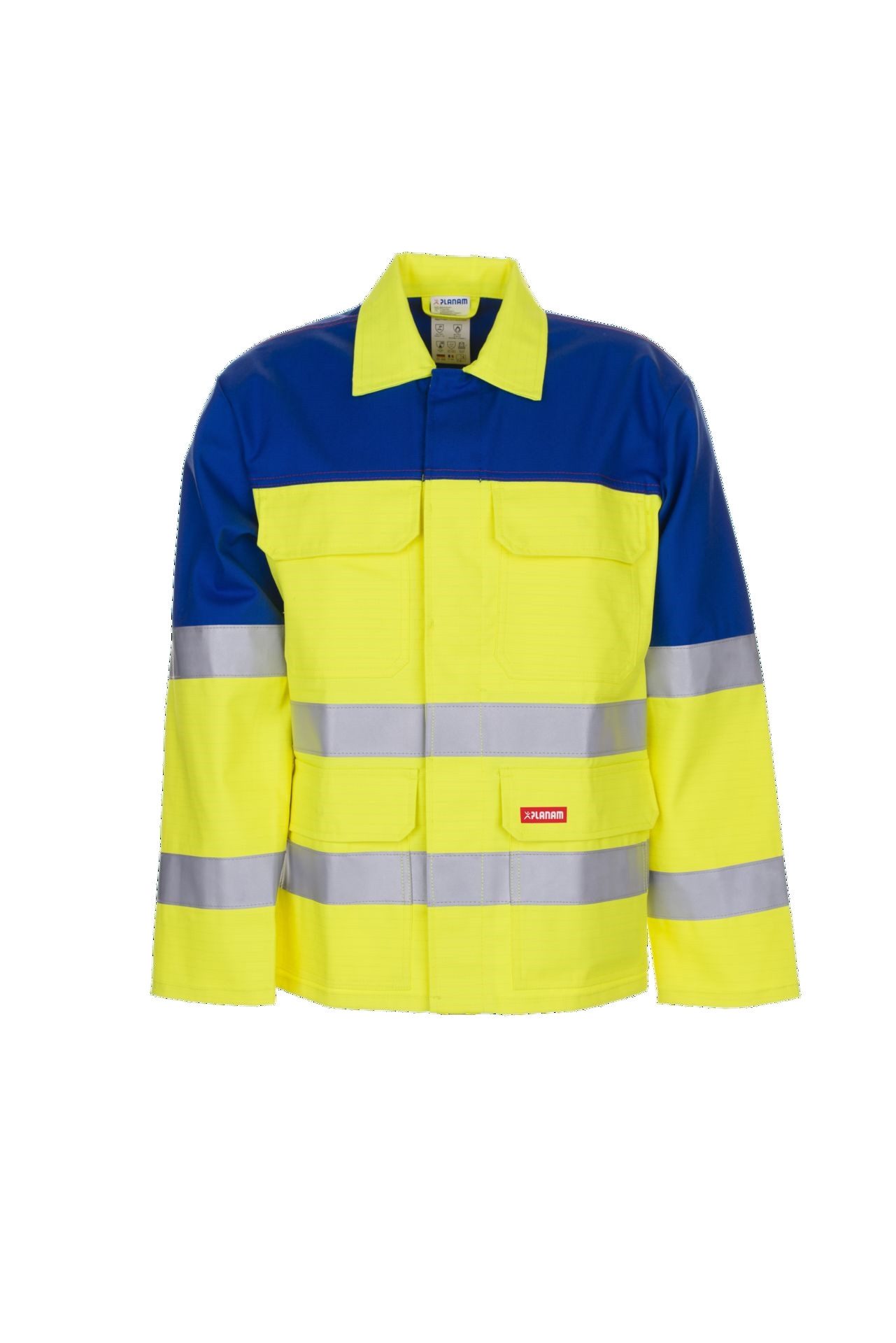 Planam Arbeitsjacke PLANAM Herren Warn-Jacke MAJOR-PROTECT Gelb/Kornblumenblau 46